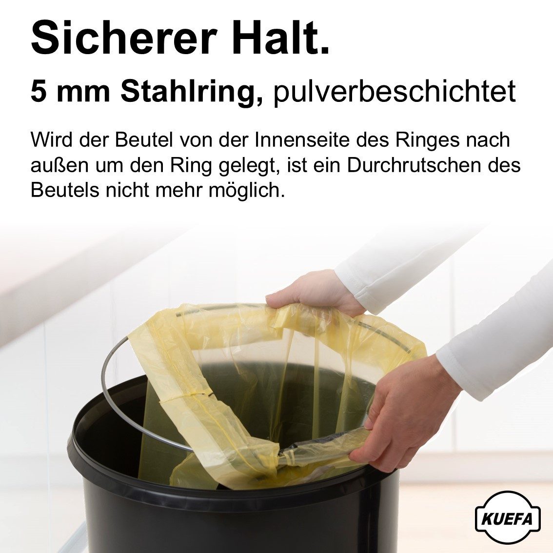 KUEFA Müllsackständer VLC 60L Mülleimer Gelber Sack, inkl. Klemm-Ring, Geruchsdicht – Bild 3 von 5