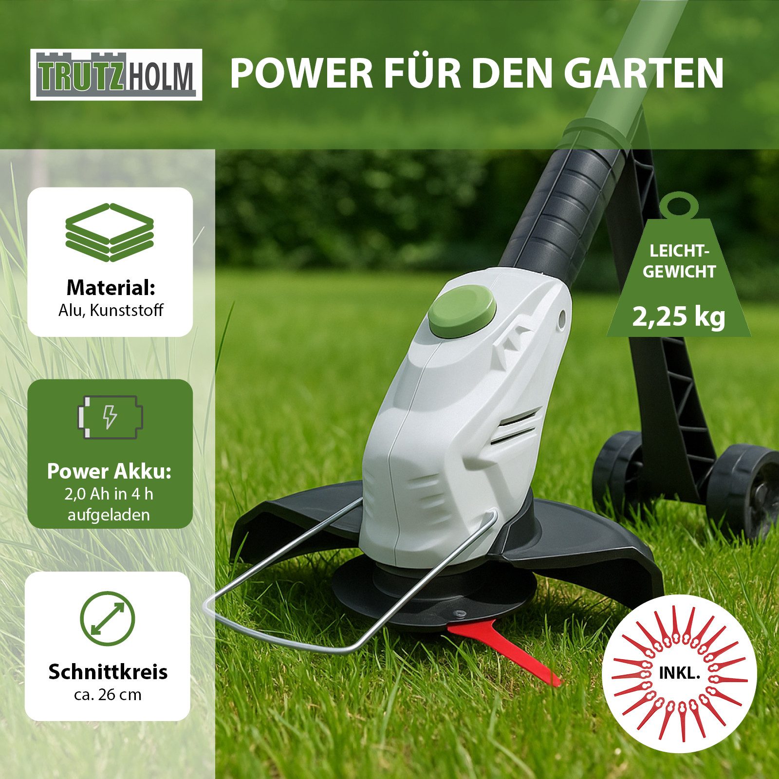 TRUTZHOLM Akku-Rasentrimmer 20 V 2,0 Ah günstig online kaufen