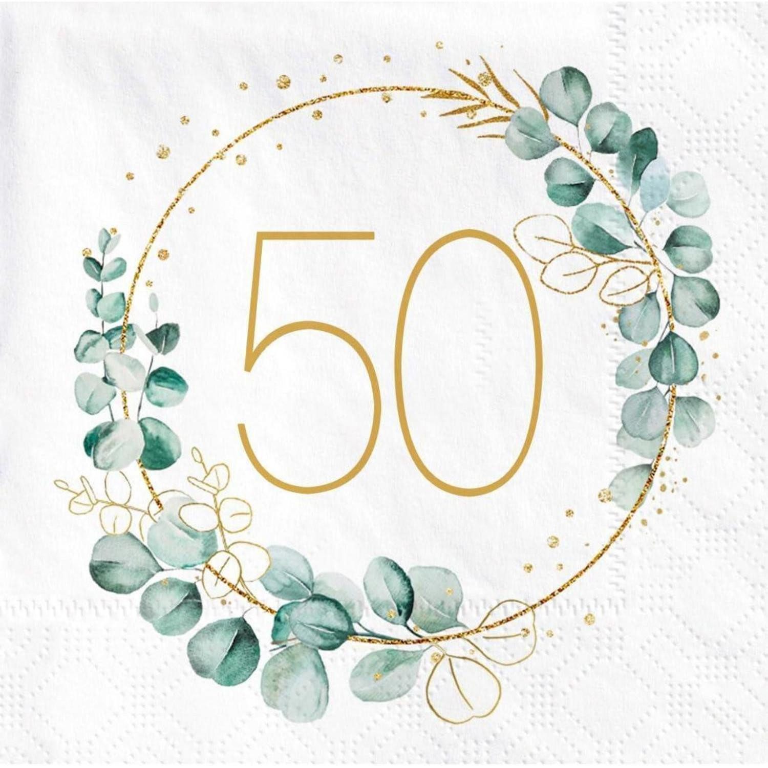 LuxusKollektion Papierserviette Servietten 40 Eukalyptus Gold Grün 50 50. Geburtstag Servietten