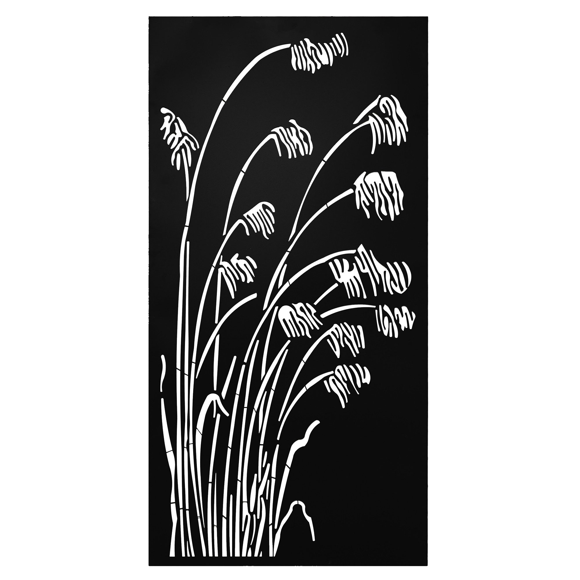 UNUS ELEMENTS Dekohänger Metallbild Schilfrohr 120x60cm Wanddeko innen außen mit Aufhängehaken (Metallbild Schilfrohr mit Haken in schwarz)
