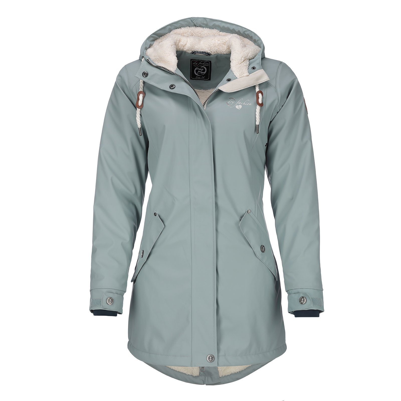Dry Fashion Regenmantel Damen Regenjacke Malmö Kapuze und Teddyfleece - wind- und wasserdicht