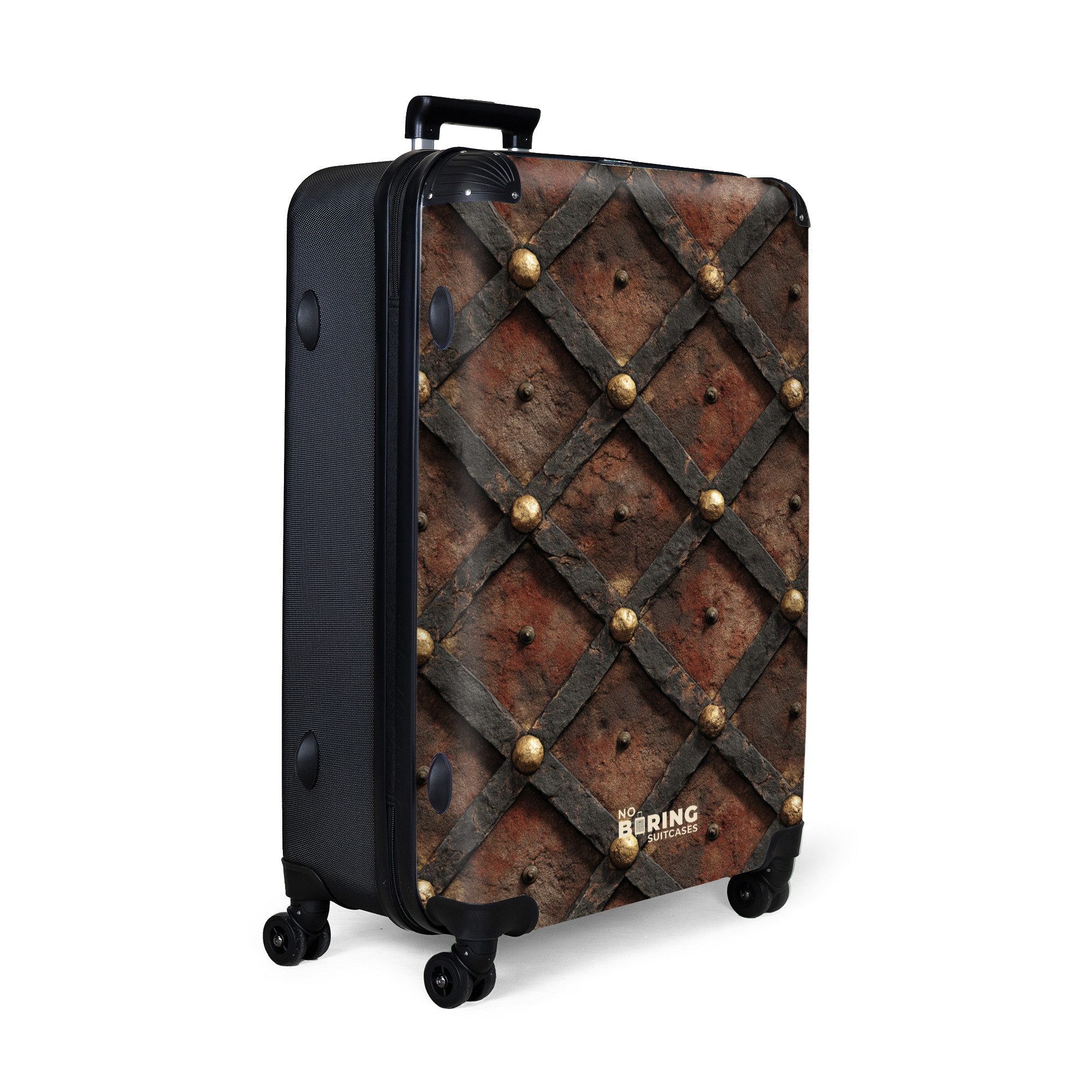 NoBoringSuitcases.com© Hartschalen-Trolley Rautenförmiges Metall mit Nieten günstig online kaufen