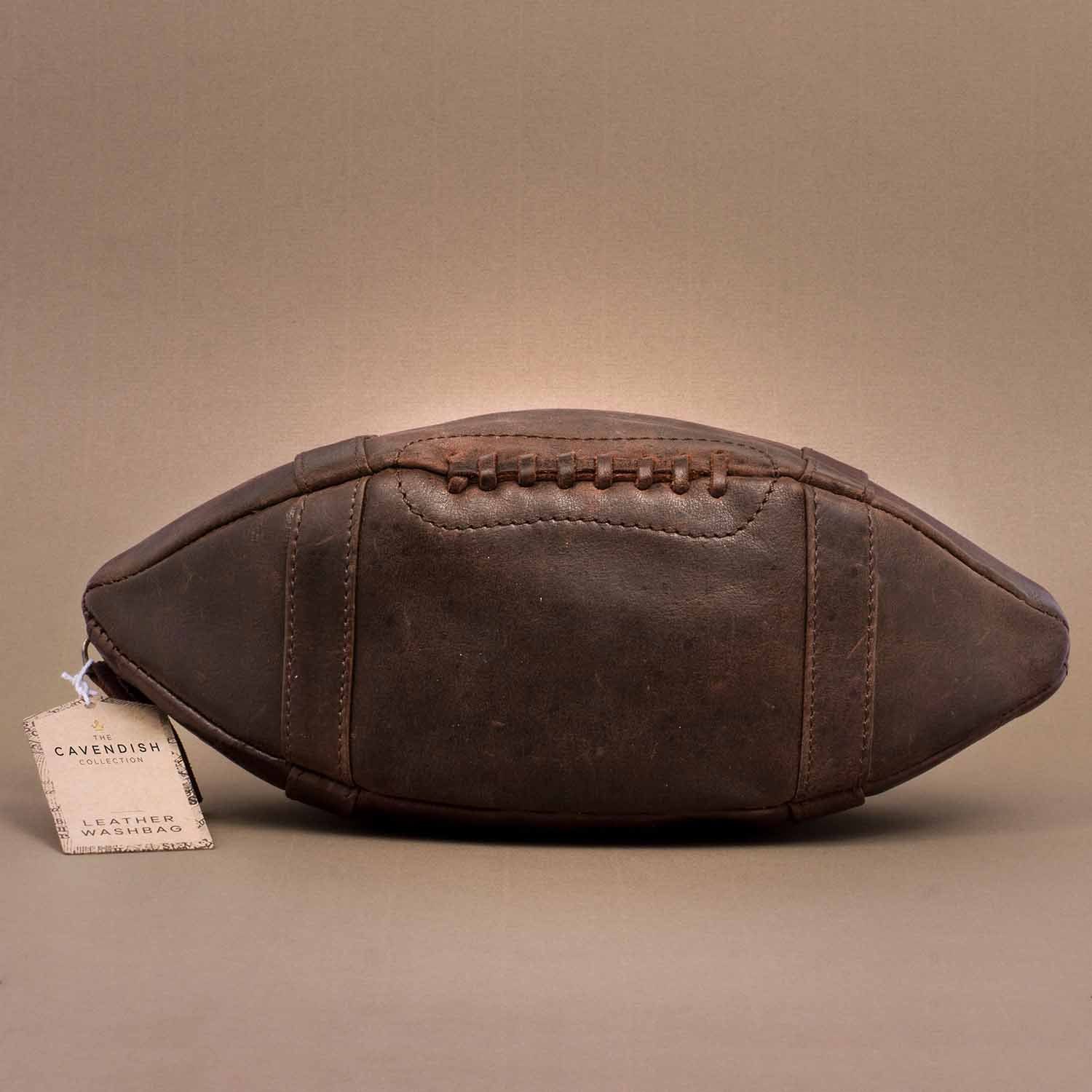 Thumbs Up Kulturbeutel Echtleder -Kulturbeutel "American Football", Vintage Design