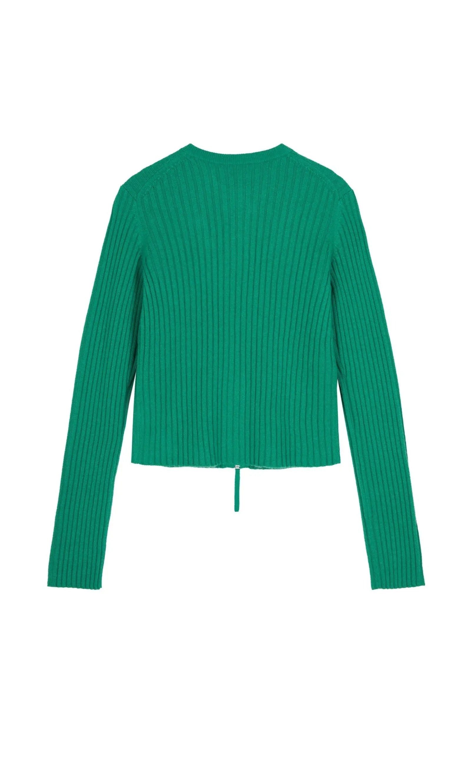 LESS Strickjacke Damen Cropped Strickjacke mit Zwei-Wege-Reißverschluss