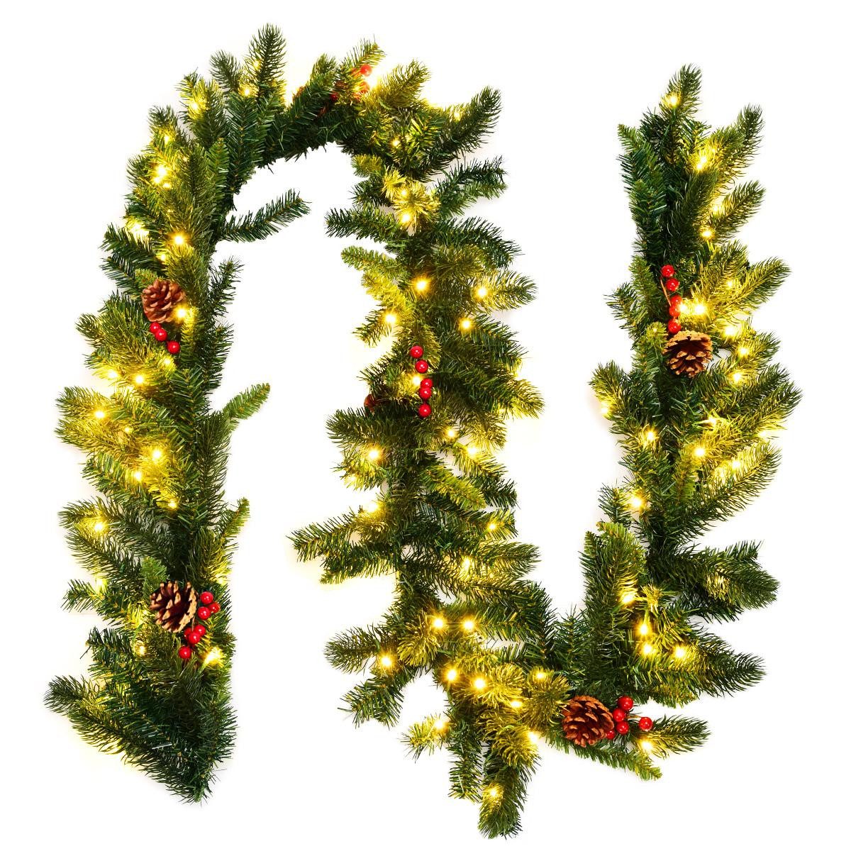 Kunstgirlande Tannengirlande mit 100 LED-Leuchten, KOMFOTTEU, 270 cm