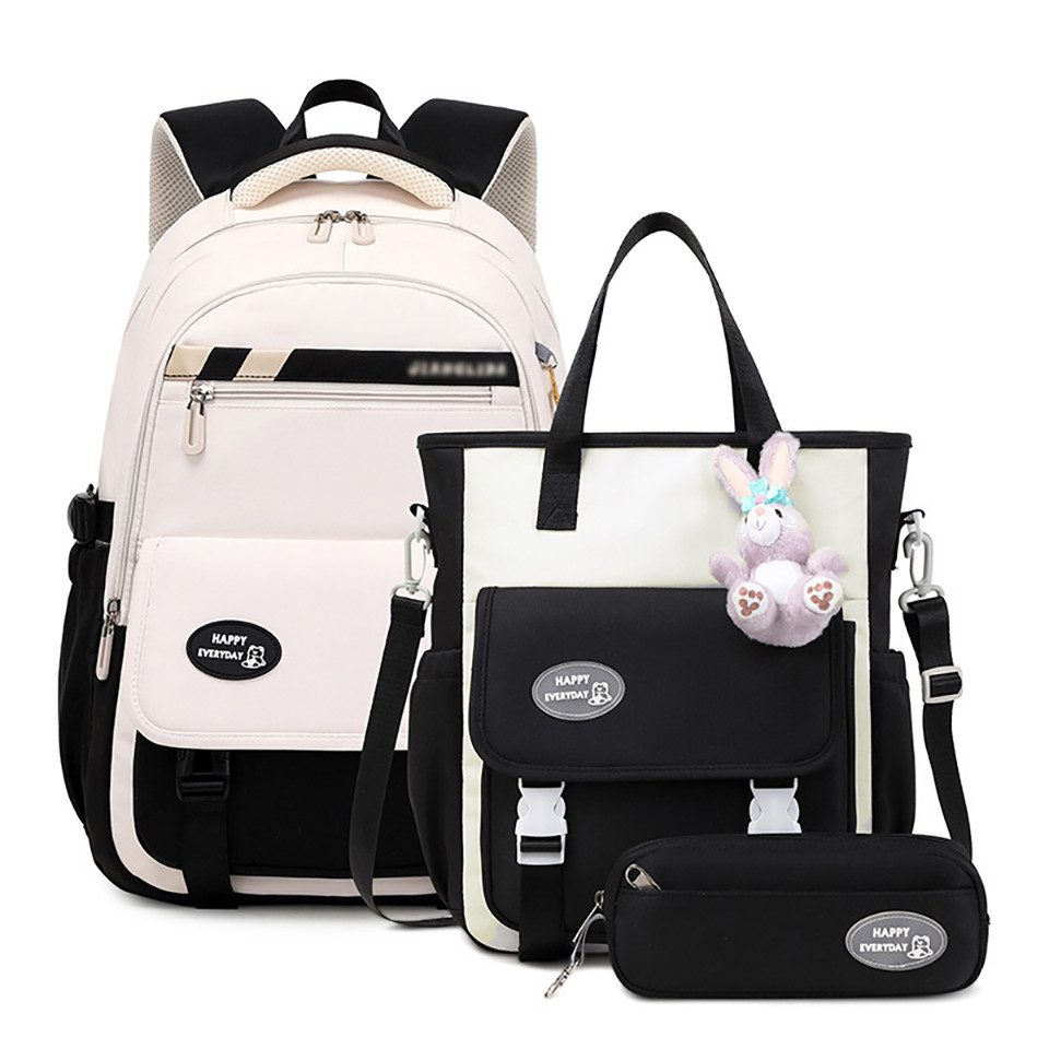 nsihing Schulrucksack Mädchen Rucksack für Teenager, 3-tlg Schultaschen-Set (3-tlg), mit Studenten Umhängetasche, Federmäppchen