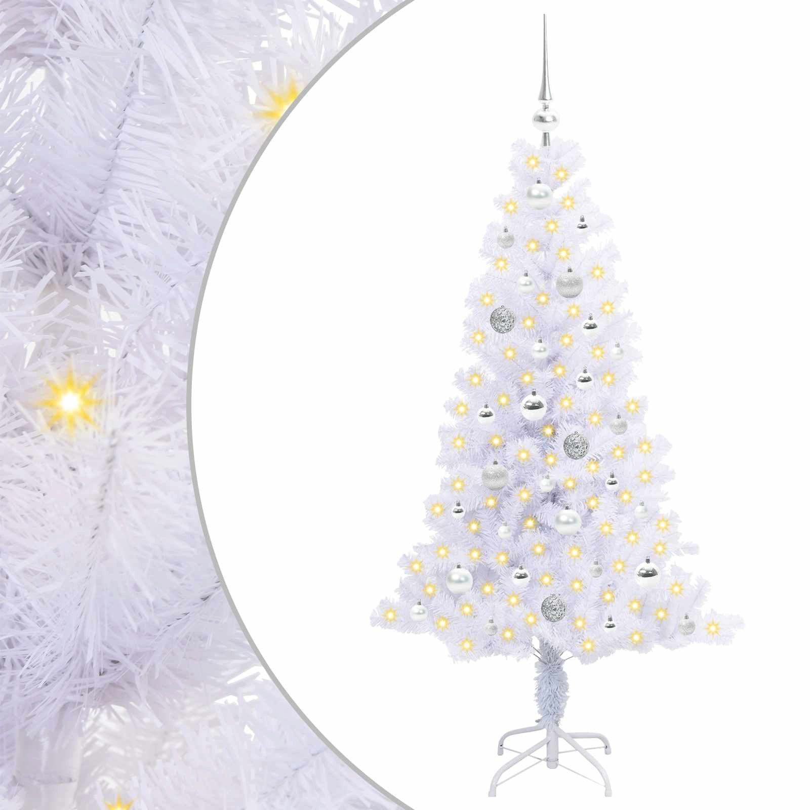 vidaXL Künstlicher Weihnachtsbaum Künstlicher Weihnachtsbaum Weiß 150 cm PVC und Stahl