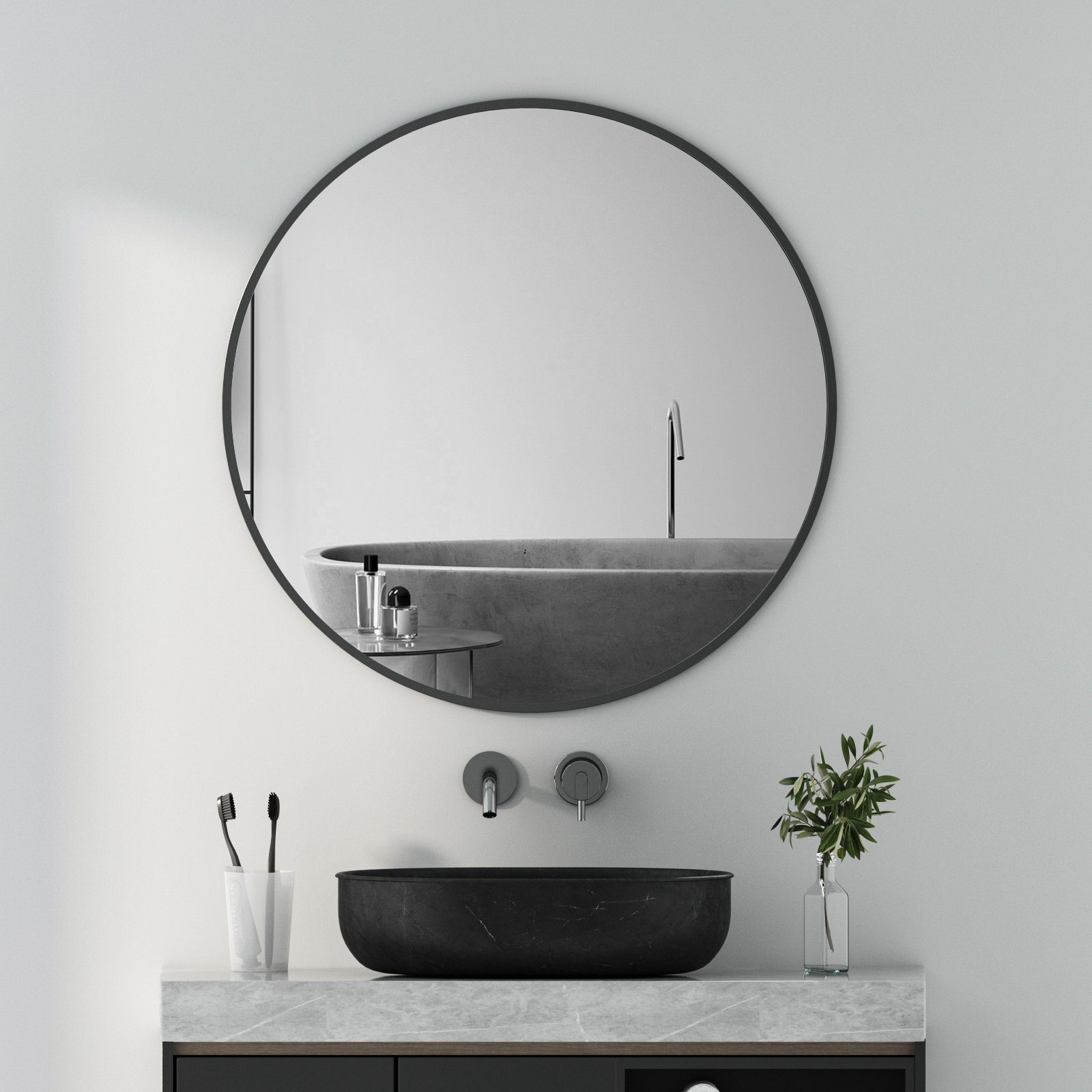 Boromal Wandspiegel Rund 60cm 80cm 100cm 40cm Schwarz Spiegel Gold Badezimm günstig online kaufen