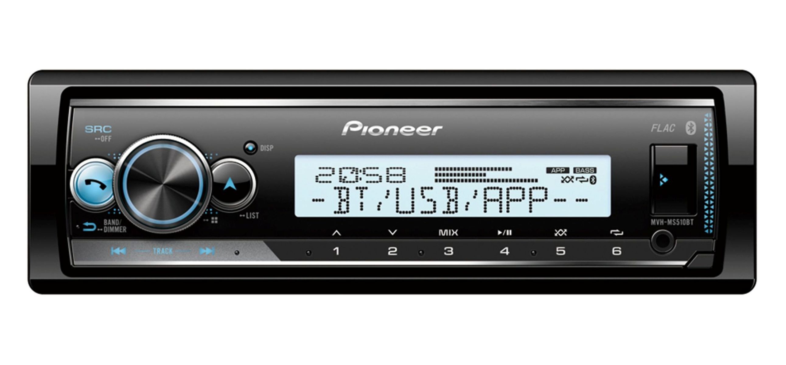 Pioneer MVH-MS510BT Bluetooth Spotify USB Androidradio Autoradio (RDS, Abnehmbares Bedienteil, Marin/Wasserdicht, AM/FM Radio, Animiertes Display, Bluetooth, Freisprecheinrichtung, AUX Eingang, 1 DIN, Marine)