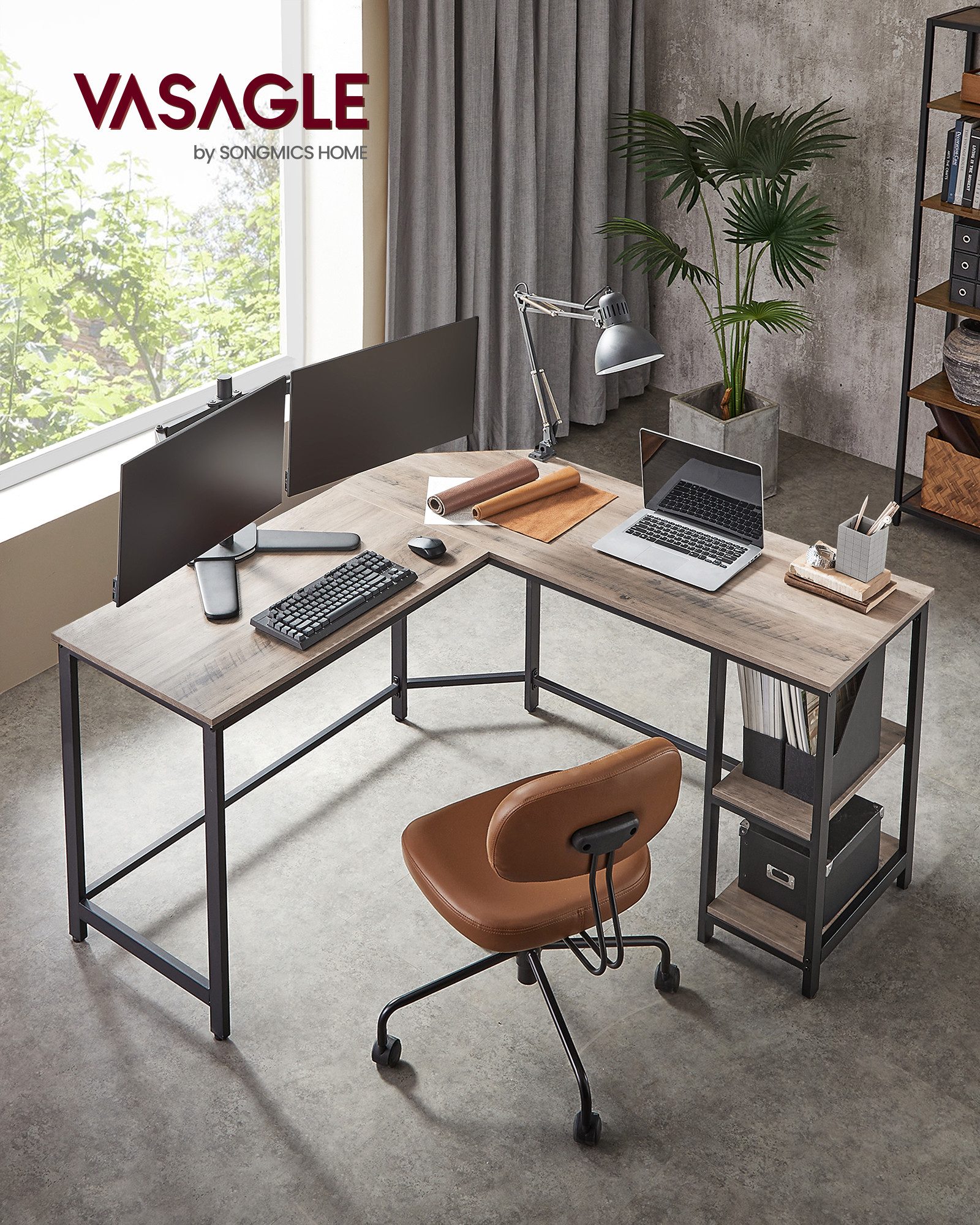 VASAGLE Schreibtisch Computertisch, 130/138 cm, L-förm günstig online kaufen