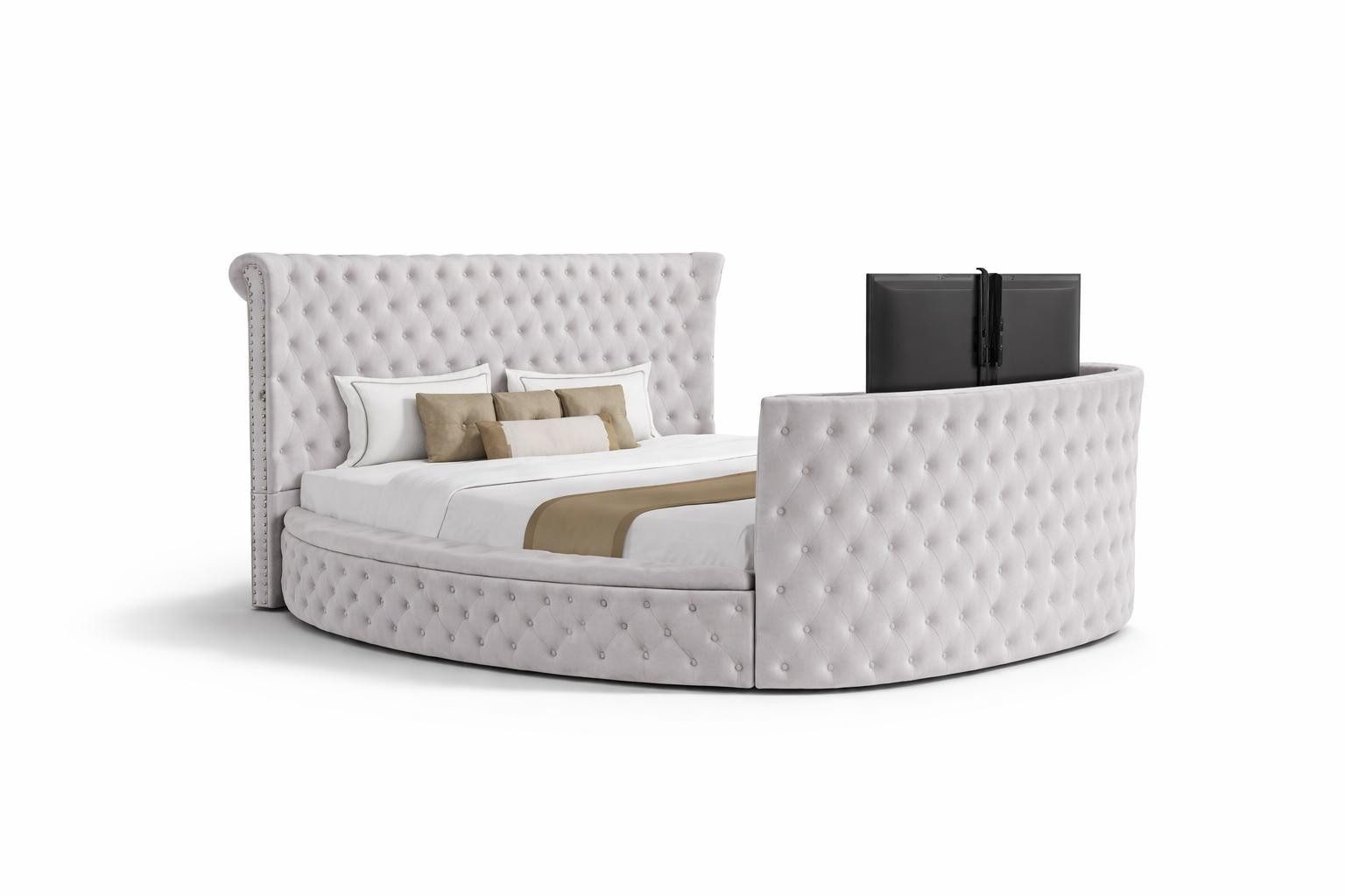 JVmoebel Multimediabett Rundbett Luxuriöses Polsterbett Doppelbett Modernes Design Bequem (1-tlg), Made in Europa