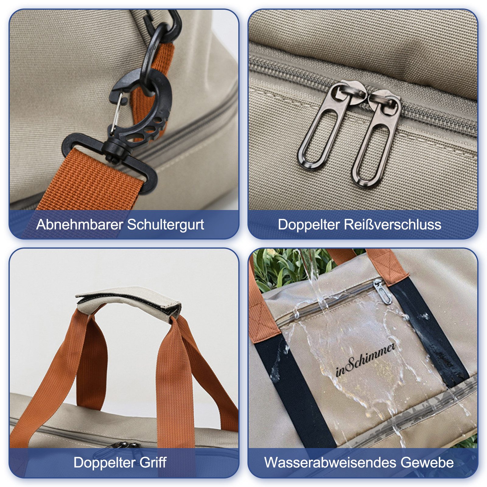 inschimmer Reisetasche Sporttasche Fitnesstasche mit Schuhfach & Nassfach für Reisen Arbeiten – Bild 5 von 5