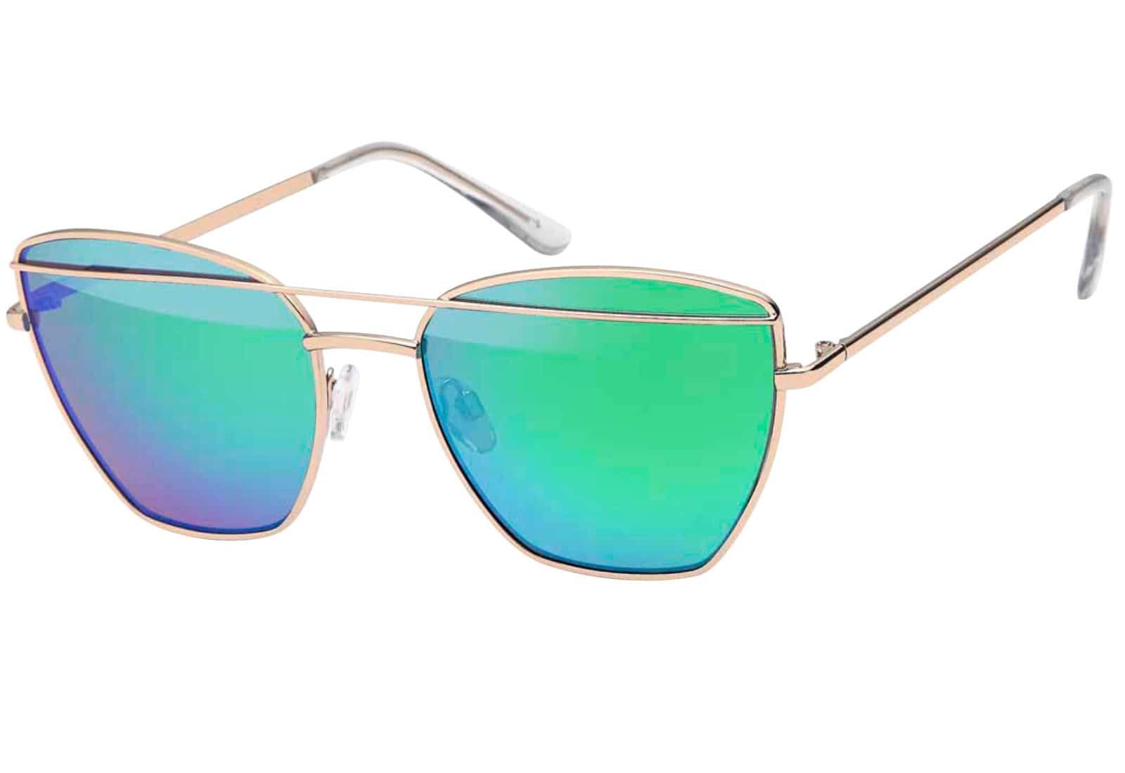 Sonnenbrille Designer verspiegelten, Grün-Blau-Verspiegelt Schmetterlingsform Eyewear mit Sonnenbrille grünen schwarz, BEZLIT blau und Damen (1-St) Linsen