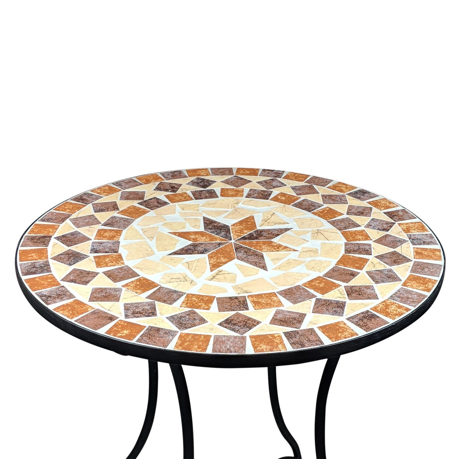 Kamelio Gartentisch 60cm Mosaiktisch rund Balkon Mediterran Garten (2-St), Tischplatte und Gestell – Bild 2 von 5