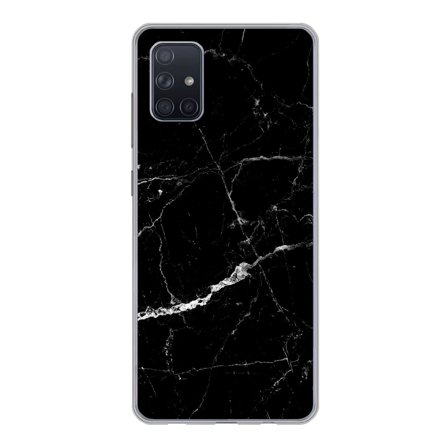 MuchoWow Handyhülle für Samsung Galaxy A71 Marmoroptik - Schwarz - Luxus, Phone Case, Silikon, Schutzhülle Dünn
