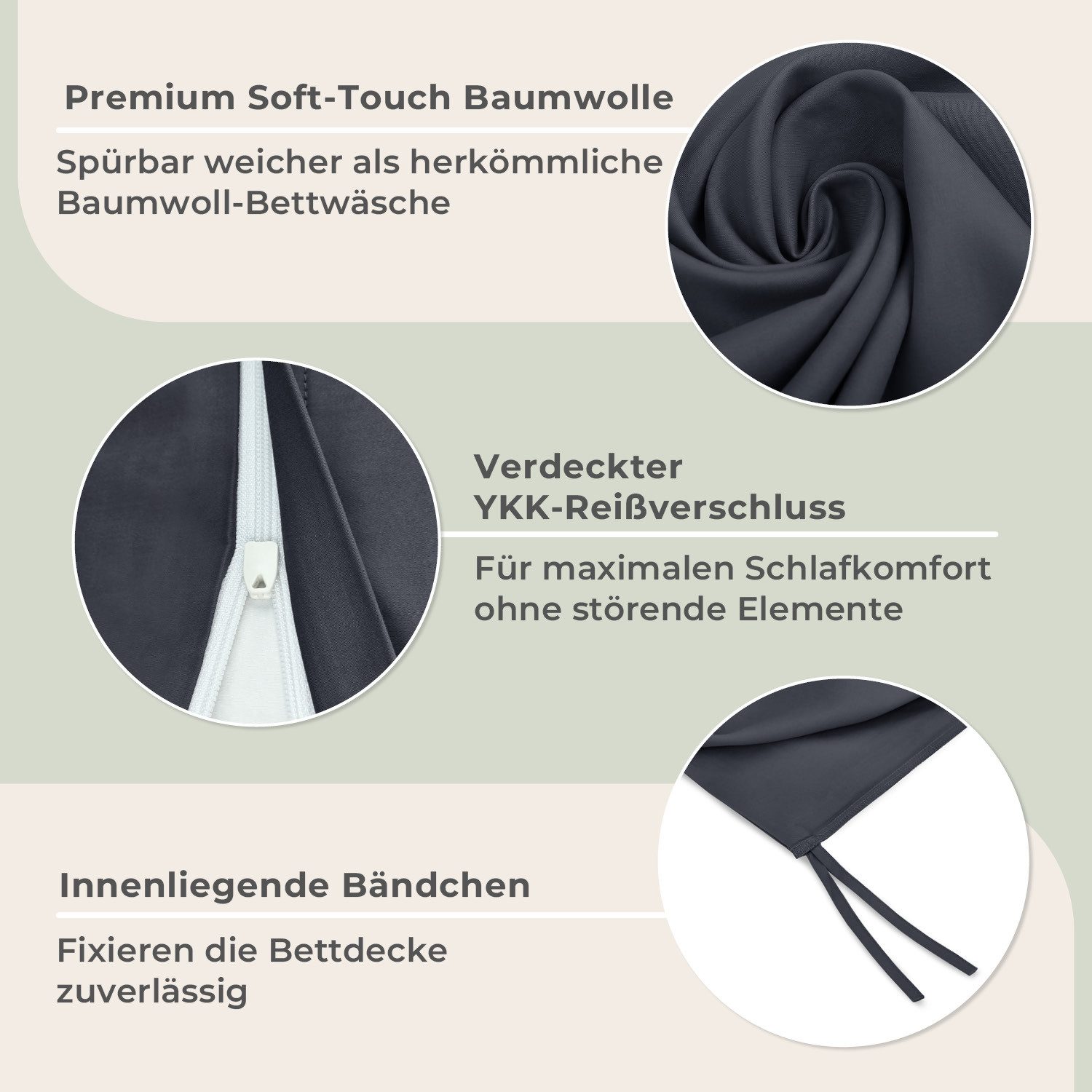 Laynenburg Bettwäsche SuperSoft aus 100% Baumwolle in 135x200 oder 155x220 cm, Kuschel-Bettwäsche mit Reißverschluss, feiner als Flanell, Fein-Biber – Bild 5 von 5