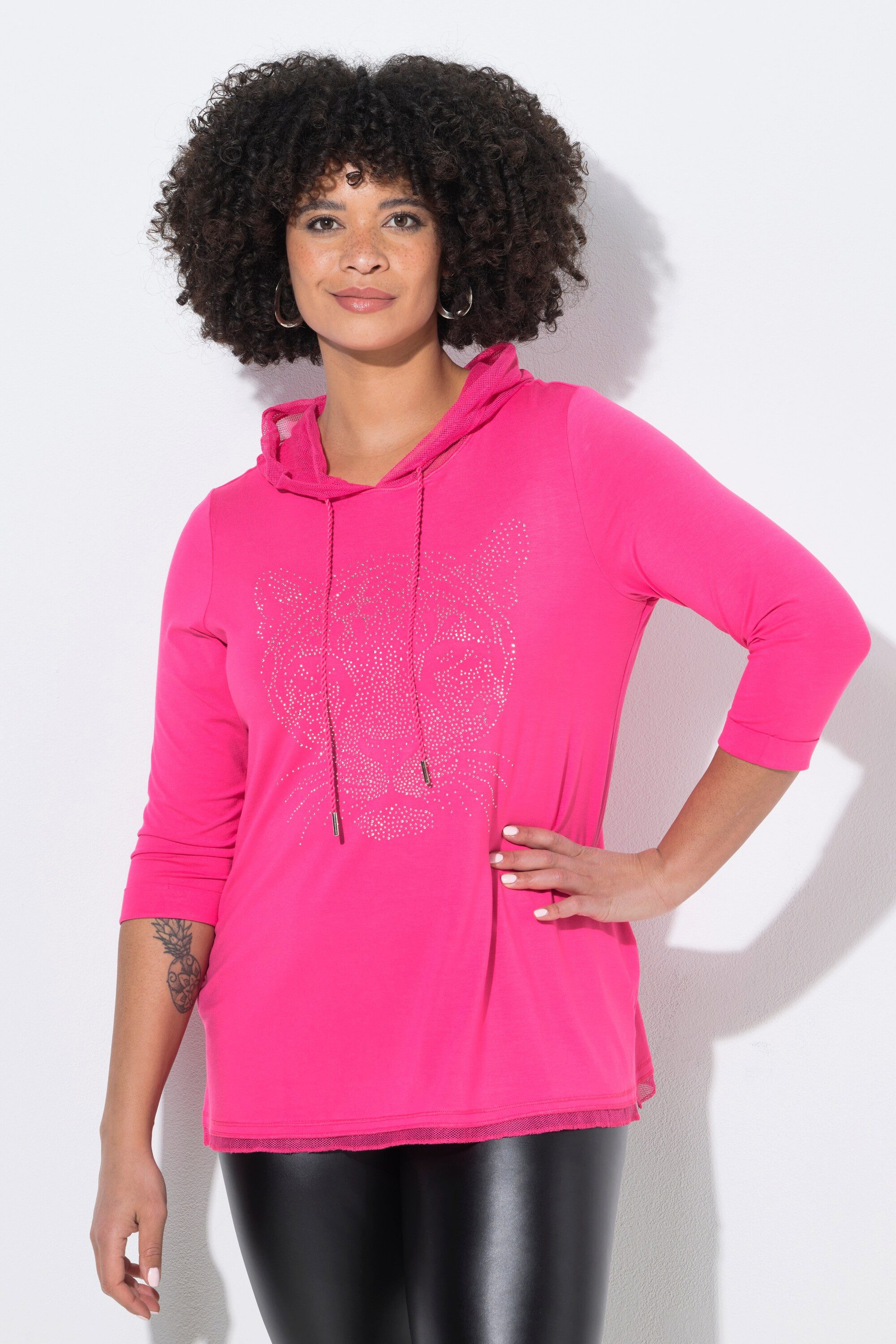 Angel of Style T-Shirt Longshirt Kapuze Glitzersteinchen Animalmotiv