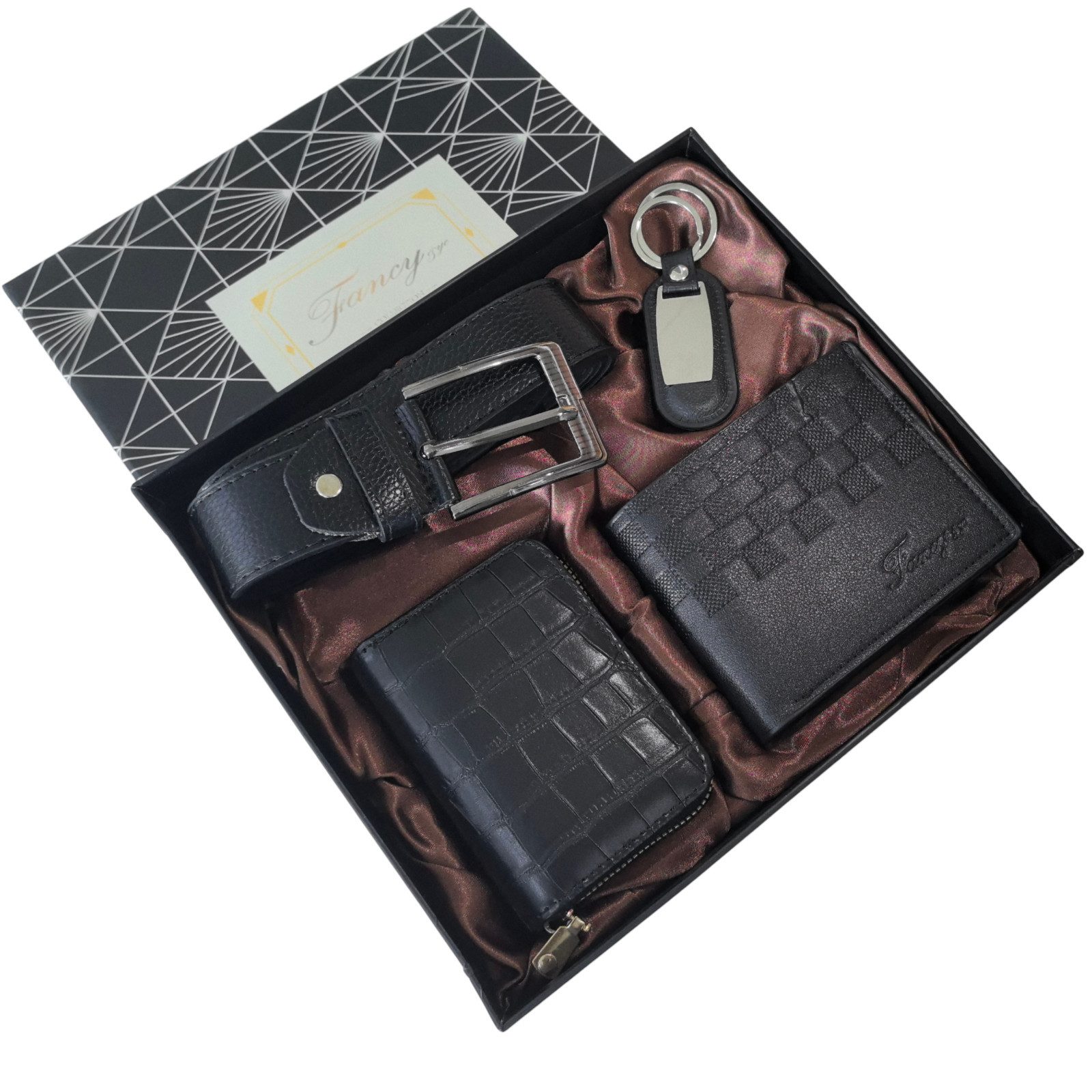 HOMELIVE Geldbörse Geschenkbox Männer Gürtel Kartenhalter Geldbörse Schlüsselanhänger (1-tlg), 4tlg Geschenkbox, Vatertag, Weihnachtsgeschenk, Künstliches Leder – Bild 4 von 5