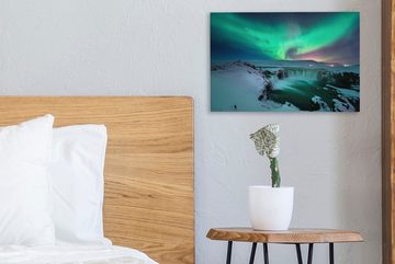 OneMillionCanvasses® Leinwandbild Nordlichter - Schnee - Natur - Island, (1 St), Wandbild Leinwandbilder, Aufhängefertig, Wanddeko, 30x20 cm