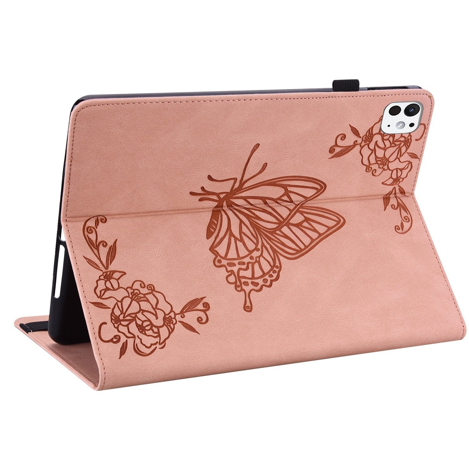 Wigento Tablet-Hülle Für Apple iPad Pro 11 2024 Schmetterling Kunstleder Hülle Tasche Pink, Kunstleder Schutzhülle Smart Case Design Cover – Bild 5 von 5