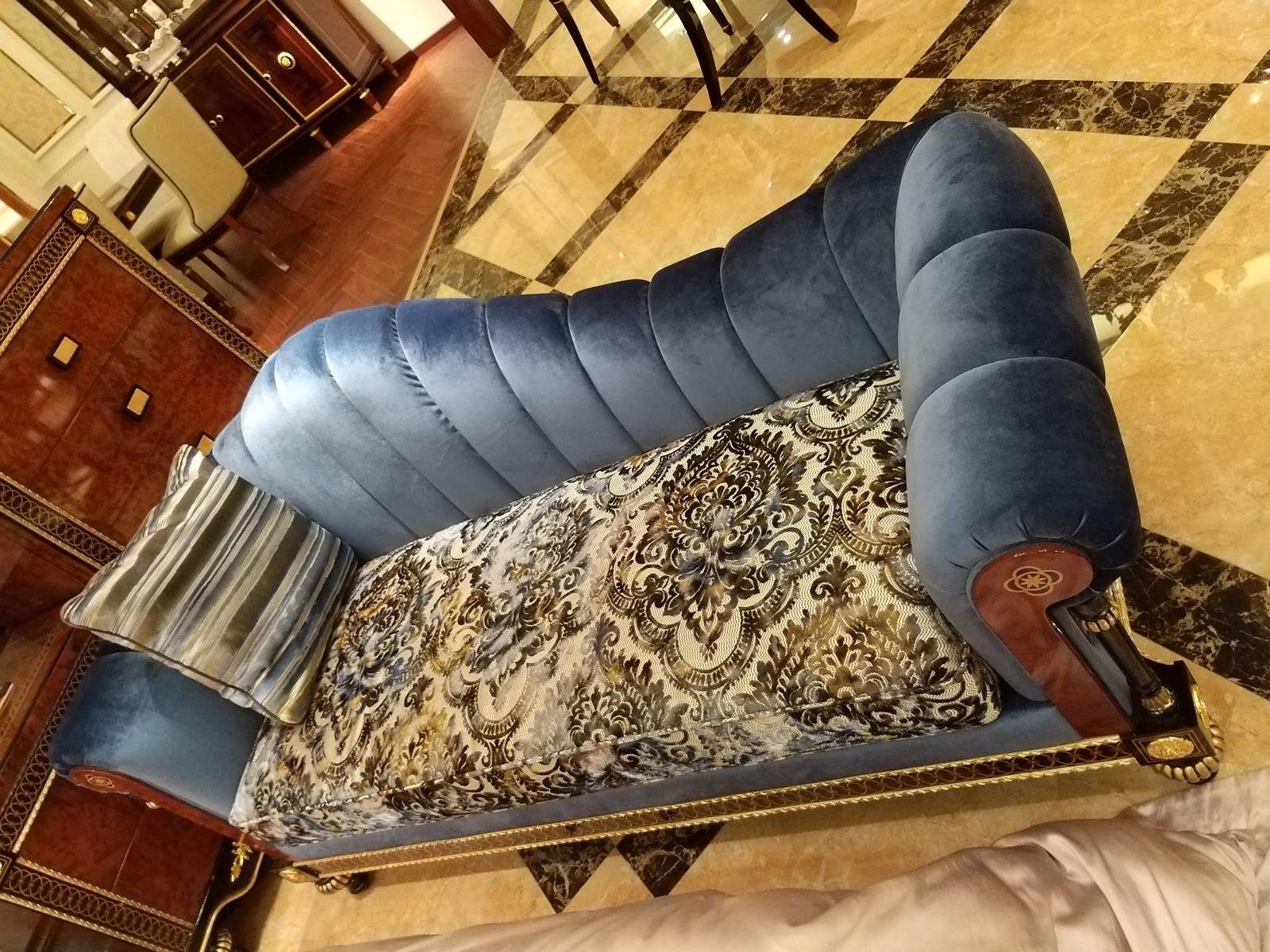 JVmoebel Chaiselongue Blauer Barock Chaiselounge Stil Textil Sofa Antik Europe in Made Liege Rokoko