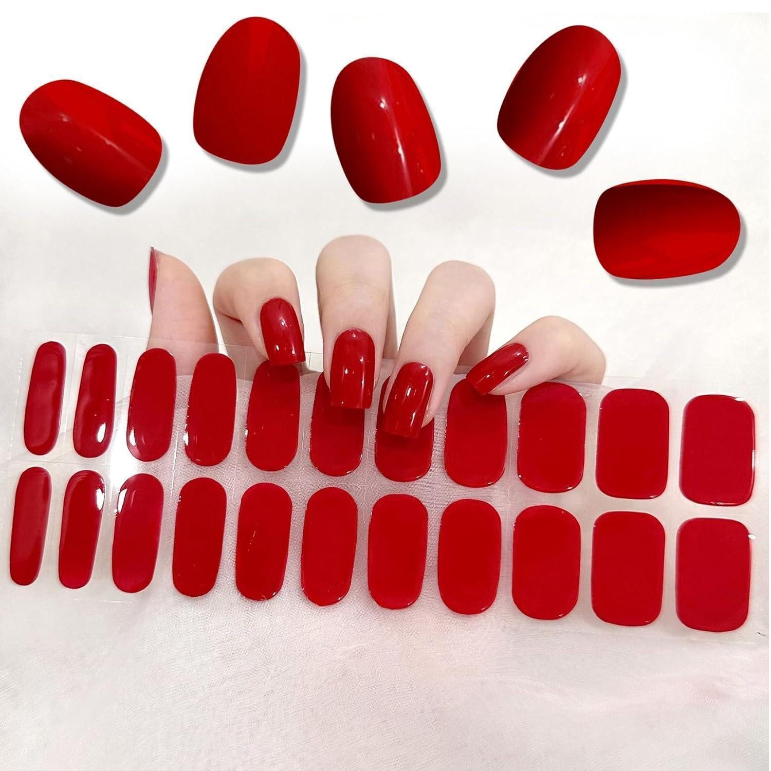 LuxusKollektion Kunstfingernägel Nagelfolien 22 St selbstklebend UV Gel Gellack Stickers Red