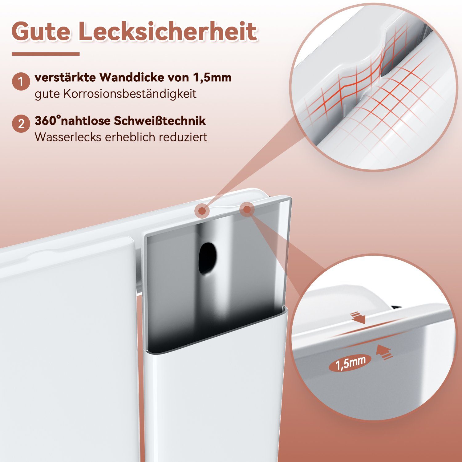 ELEGANT Heizkörper Flachheizkörper Weiß, 61.9 cm x 63 cm, Design mit Multiblock, Doppellagig / Einlagig – Bild 3 von 5