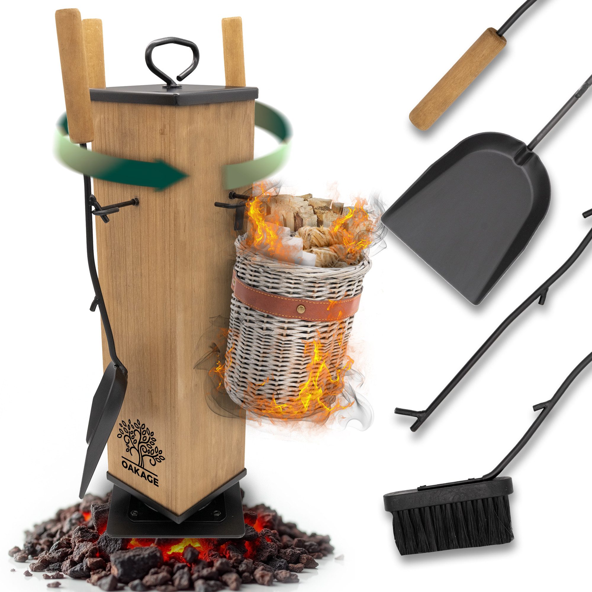 OAKAGE Kamingarnitur Kaminbesteck – Stilvolles Design trifft auf maximale F günstig online kaufen