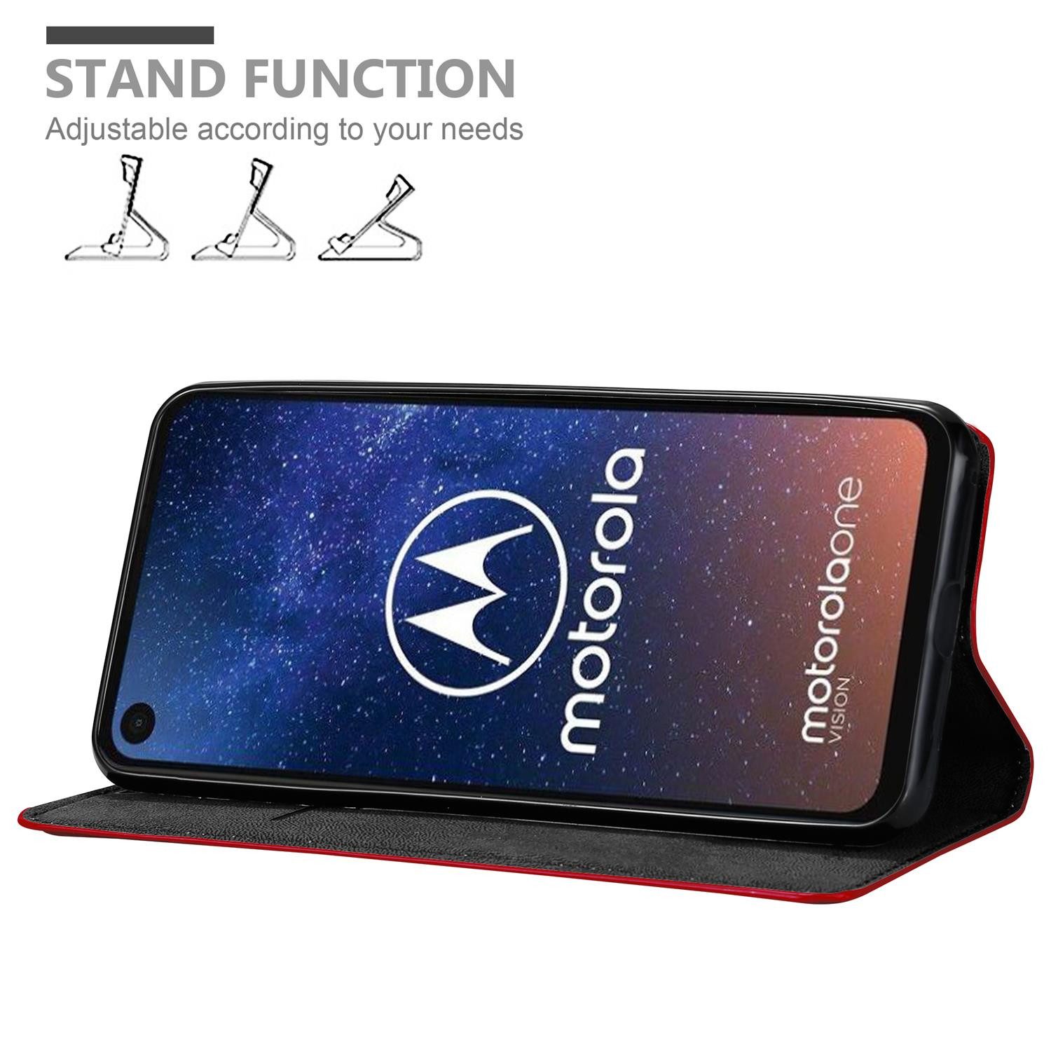 Cadorabo Handyhülle für Motorola ONE VISION Hülle Motorola ONE VISION, Hülle Schutzhülle mit Standfunktion, Magnetverschluss und Kartenfach