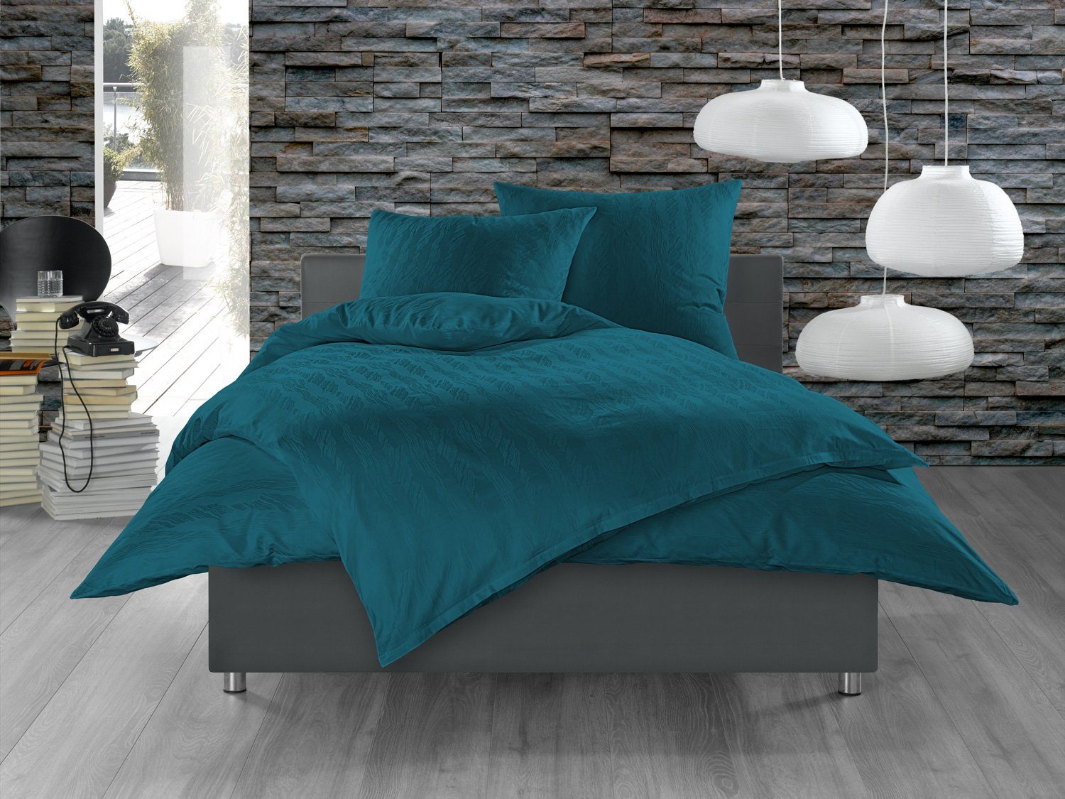 BETTWAESCHE-MIT-STIL Постельное белье Mako Satin Damast Постельное белье Waves, Mako-Satin, 2 teilig