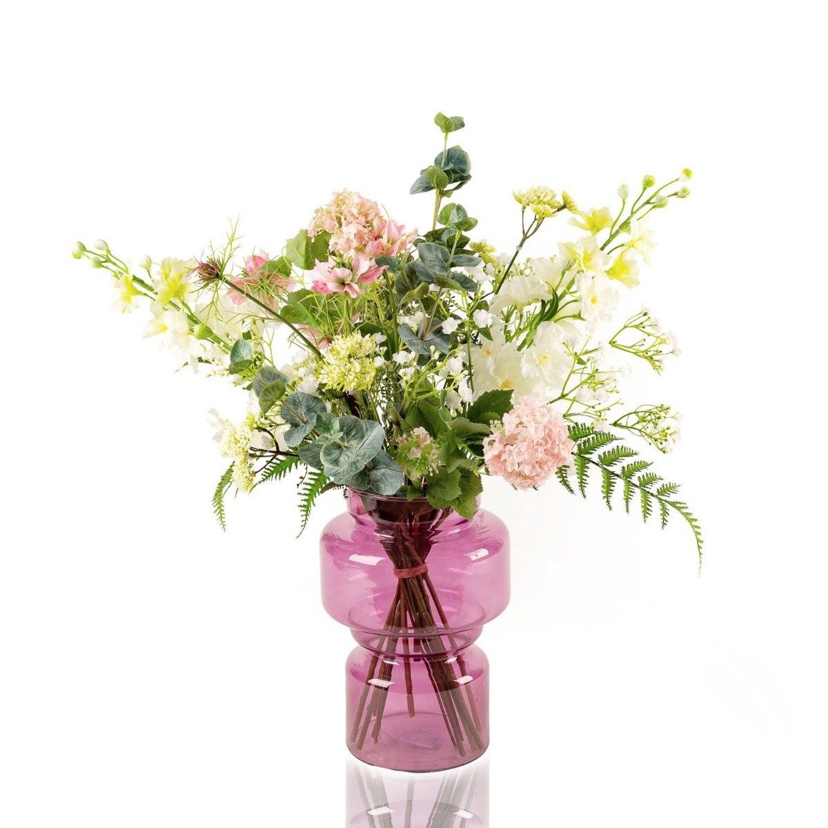 Kunstblumenstrauß Deko Sommerstrauß Keona, rosa-weiß, 60cm, Ø40cm, artplants, Höhe 60.0 cm