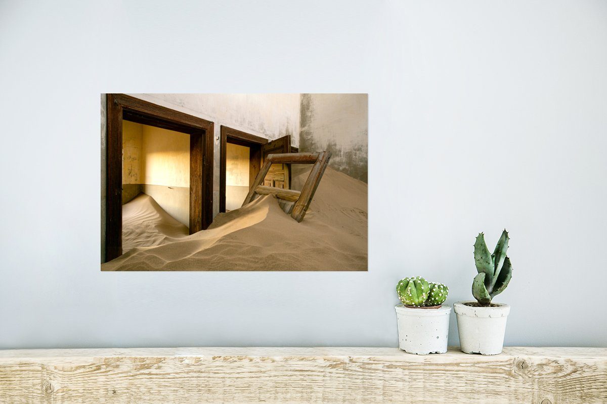 Wandbild, Poster, Architektur - - Wohnzimmer, Sand MuchoWow Wüste Tür, Wandposter Poster Rahmen St), Ohne - für (1