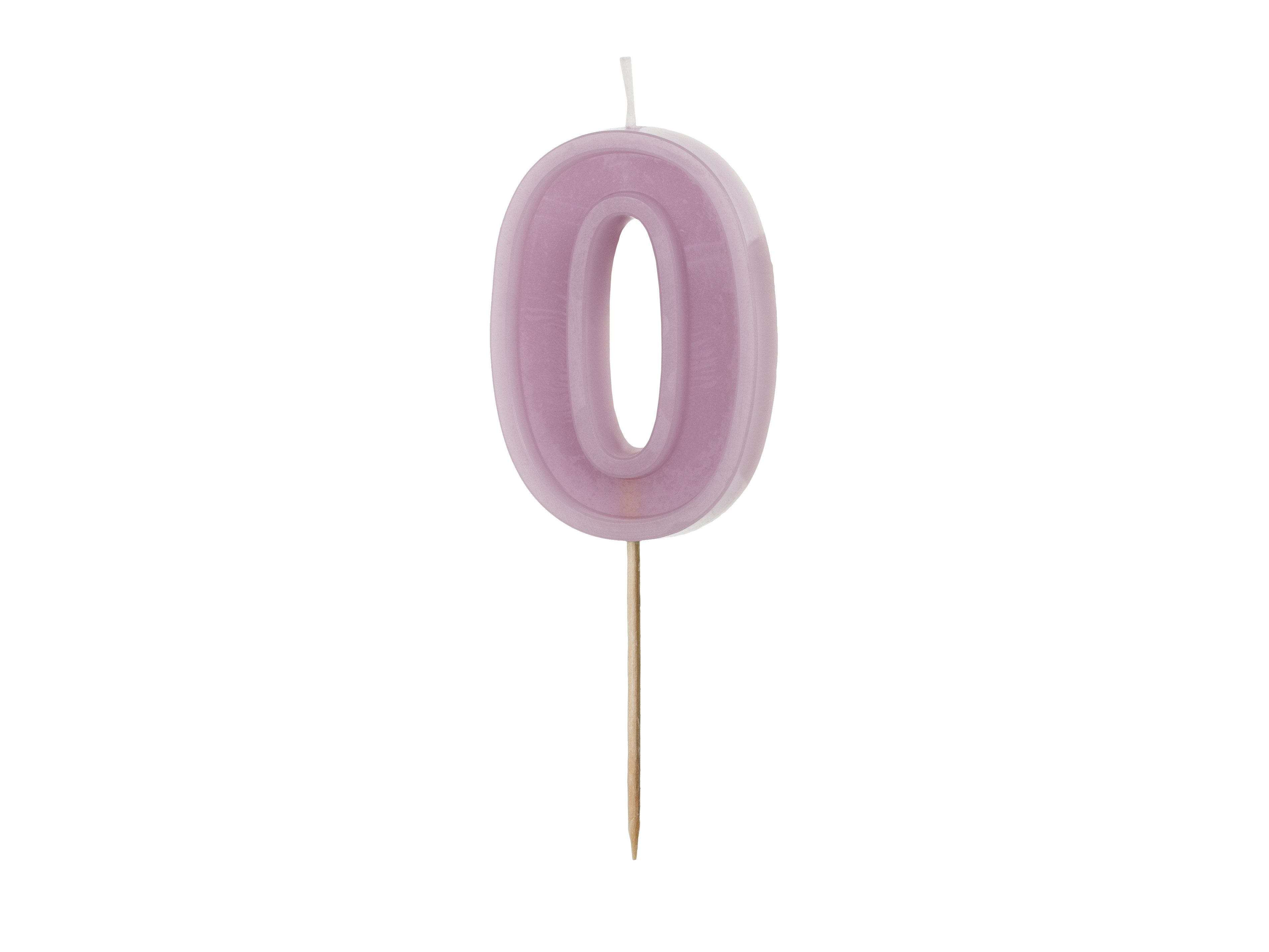 partydeco Geburtstagskerze Zahlenkerze #0, 6 cm Lila