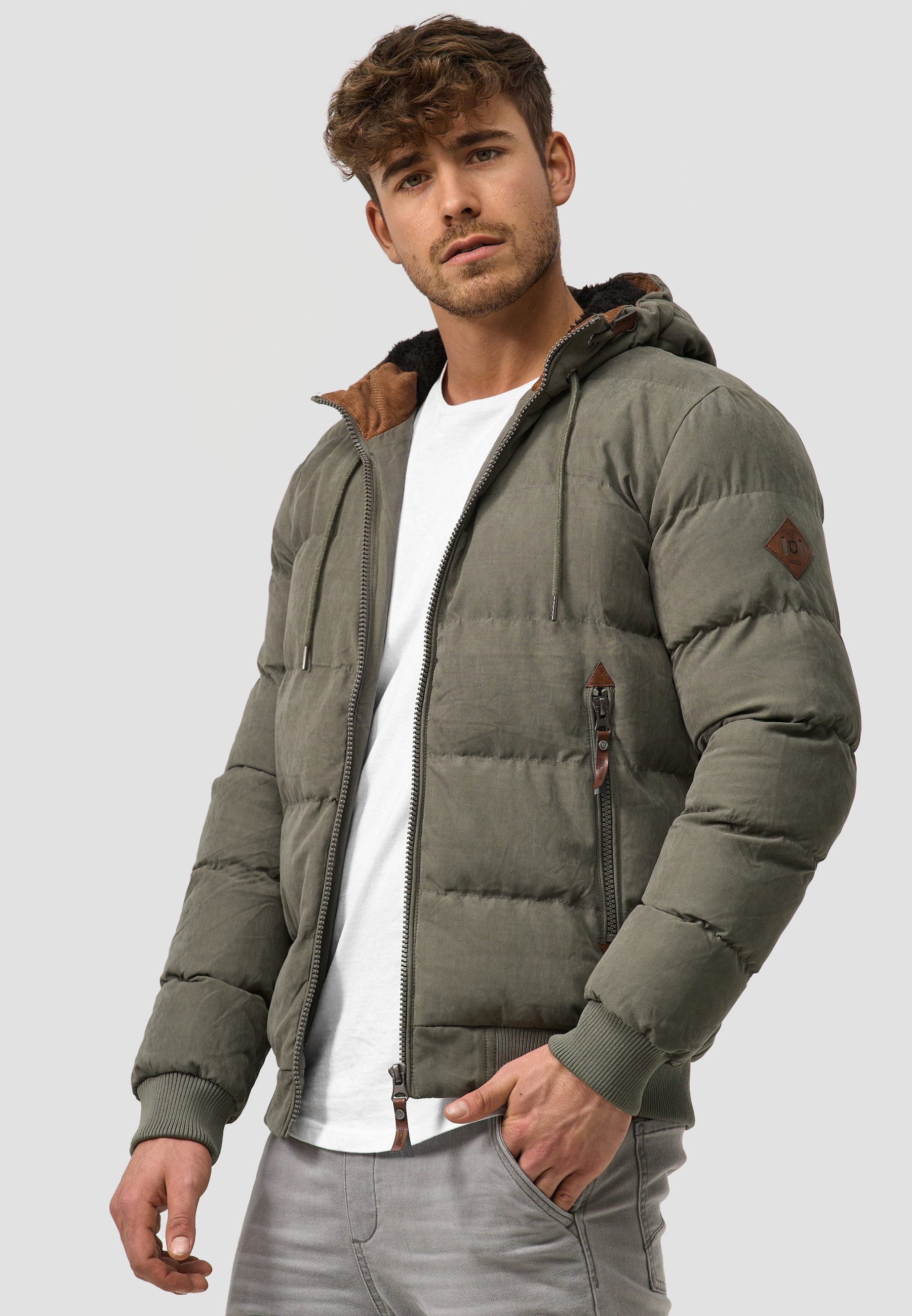 Indicode Winterjacke Herren Adeline Jacke Winter Herrenjacke mit Teddyfutter, gefütterte Kapuze