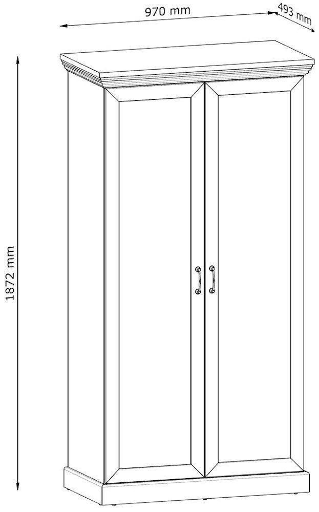 Kleiderschrank Landhaus-Stil Wildeiche Feldmann-Wohnen Pinie weiß 97cm skandinavisch Royal