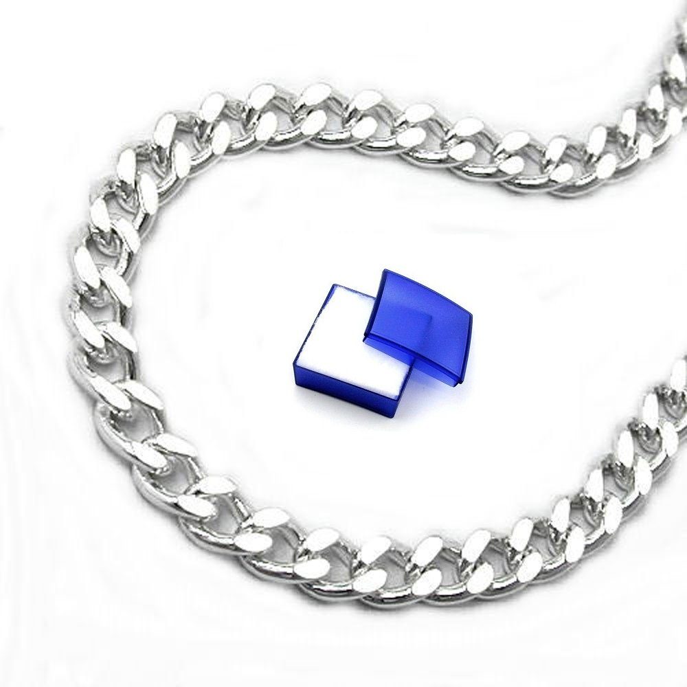 unbespielt Silberkette Halskette 3 mm Flachpanzerkette diamantiert 925 Silber 50 cm, Silberschmuck für Damen und Herren
