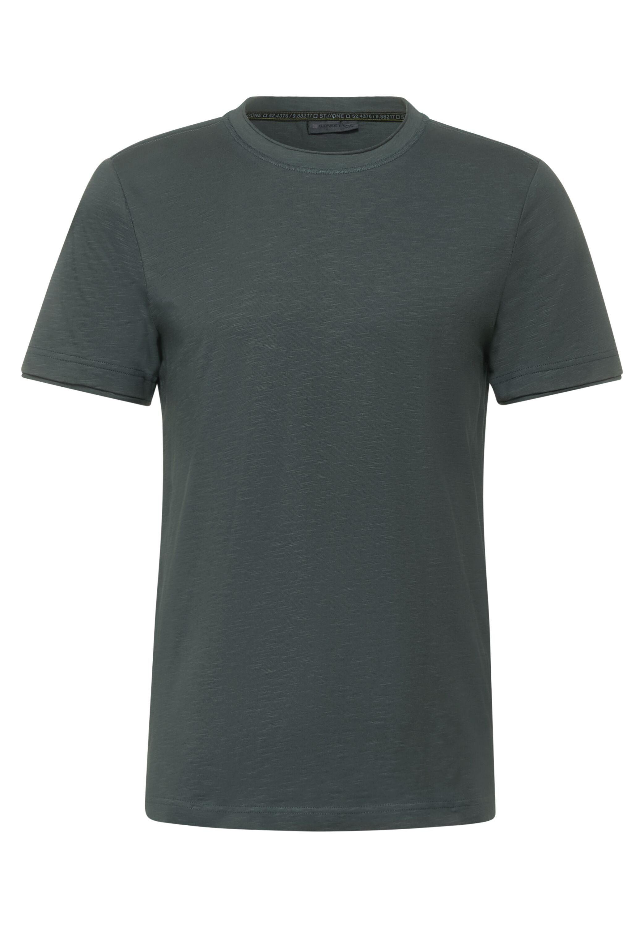 STREET ONE MEN T-Shirt in Unifarbe grey olive