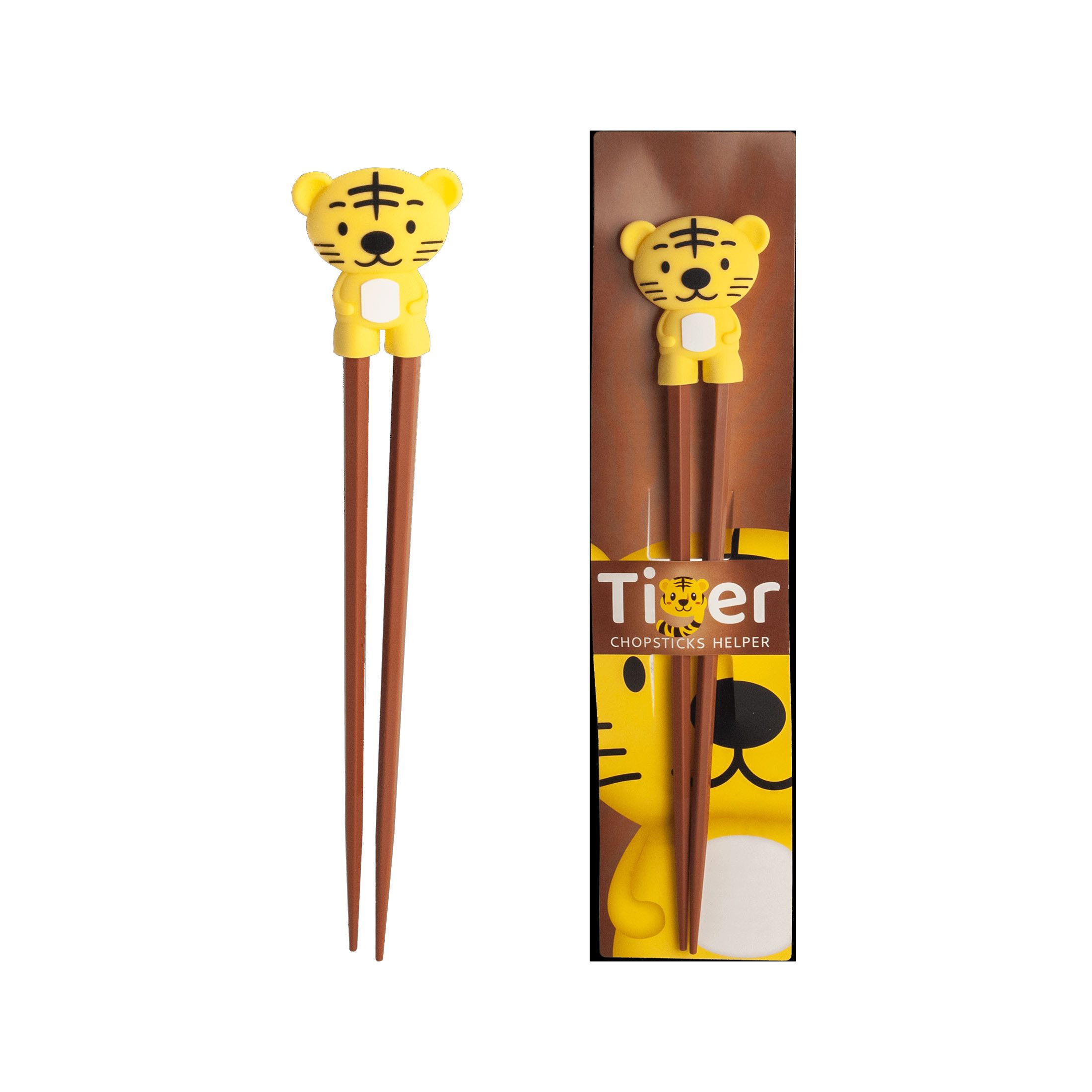 Essstäbchen ESS-Stäbchen für Kinder 22 cm - süßer Tiger als Halterung für Anfänger