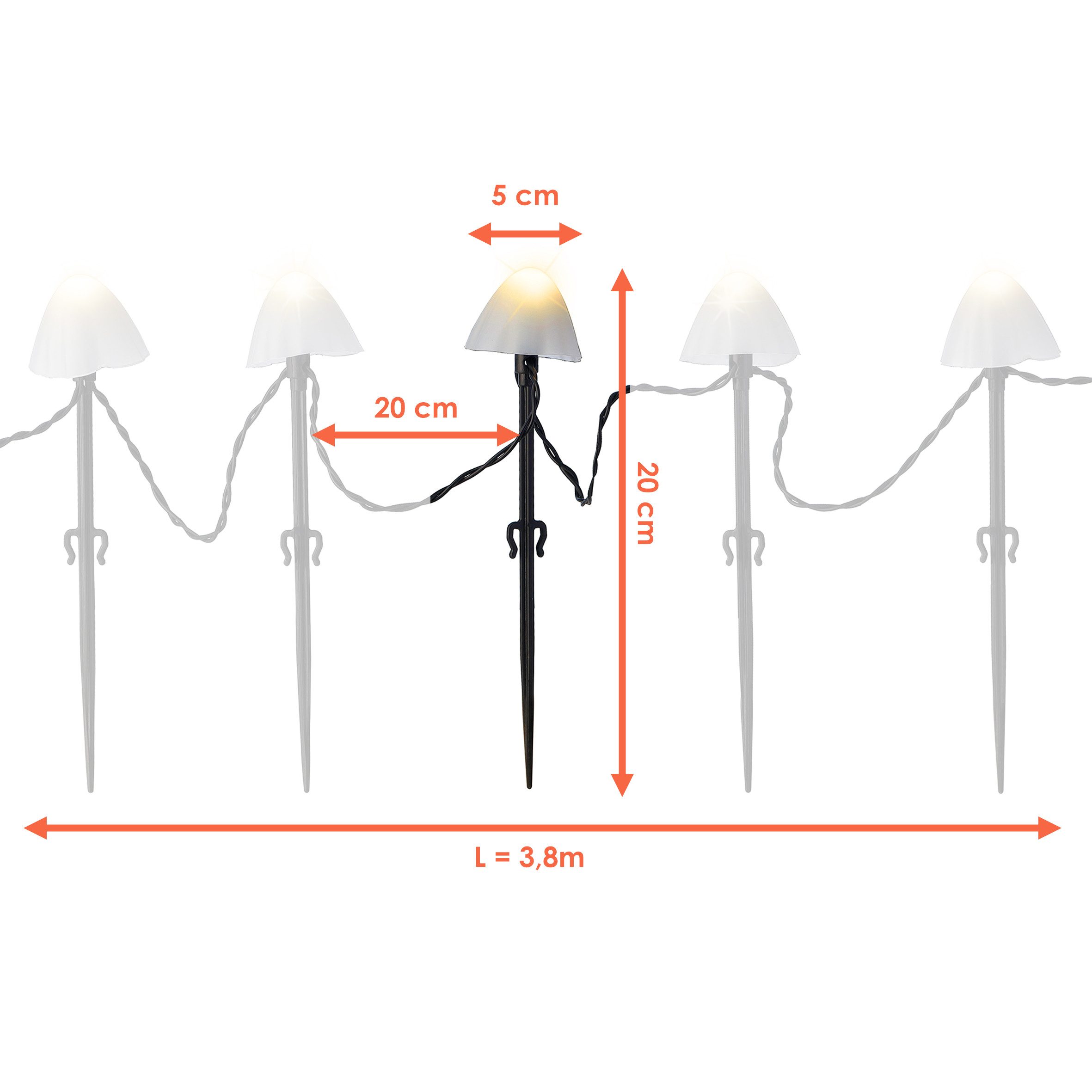 Spetebo Gartenstecker LED Lichterkette warm weiß (20er Set, 1-St., Pilzmoti günstig online kaufen
