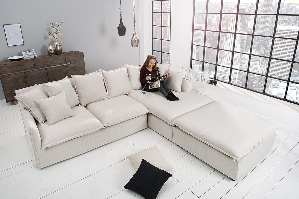 riess-ambiente Ecksofa HEAVEN Kissen 255cm natur, 1 · mit Leinen · Wohnzimmer Teile, · Einzelartikel Landhausstil