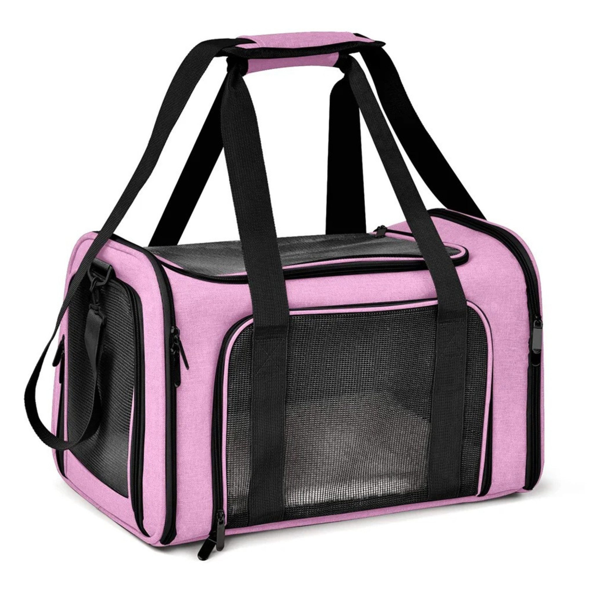 HS.SUPPLY Hunde-Transportbox Tiertransporttasche, Transporttasche für Hund, Katze & Haustiere, Mit Schultergut, Seitentasche, Kofferhalterung & einem Innenkissen