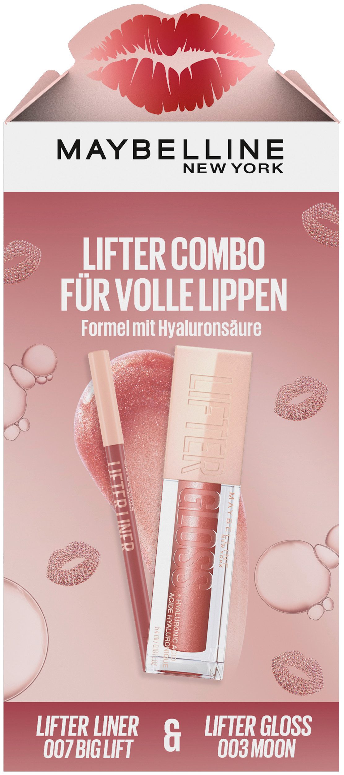 MAYBELLINE NEW YORK Schmink-Set Set: Lifter Gloss + Lifter Liner Lippenkonturenstift, Mit Hyaluronsäure, schöner Glanz, pflegend.