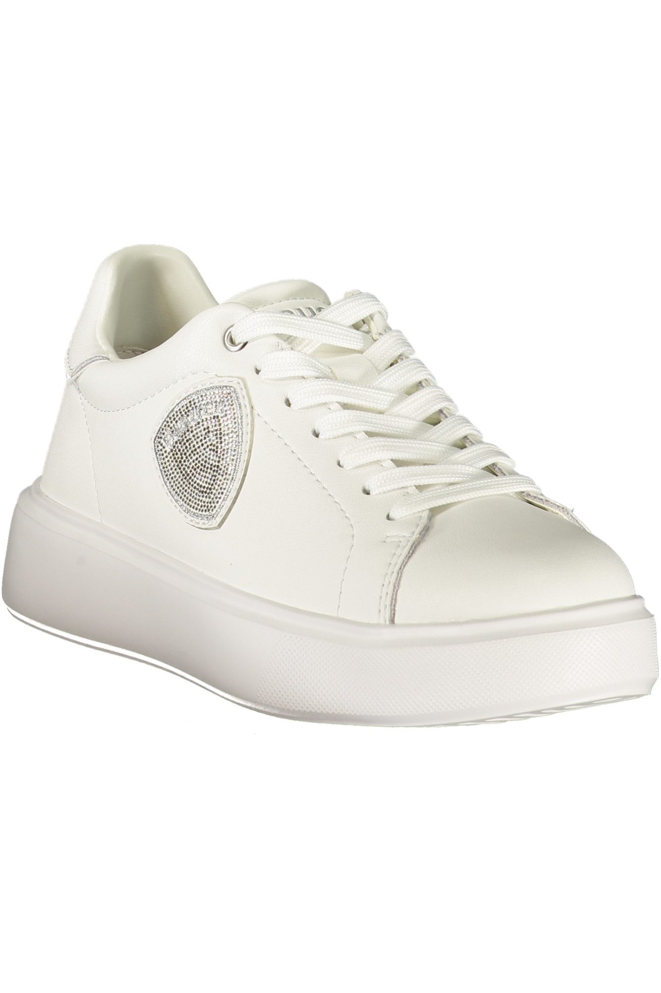 Blauer Sneaker Weißer Damensneaker mit Silberdetails & Glitzer