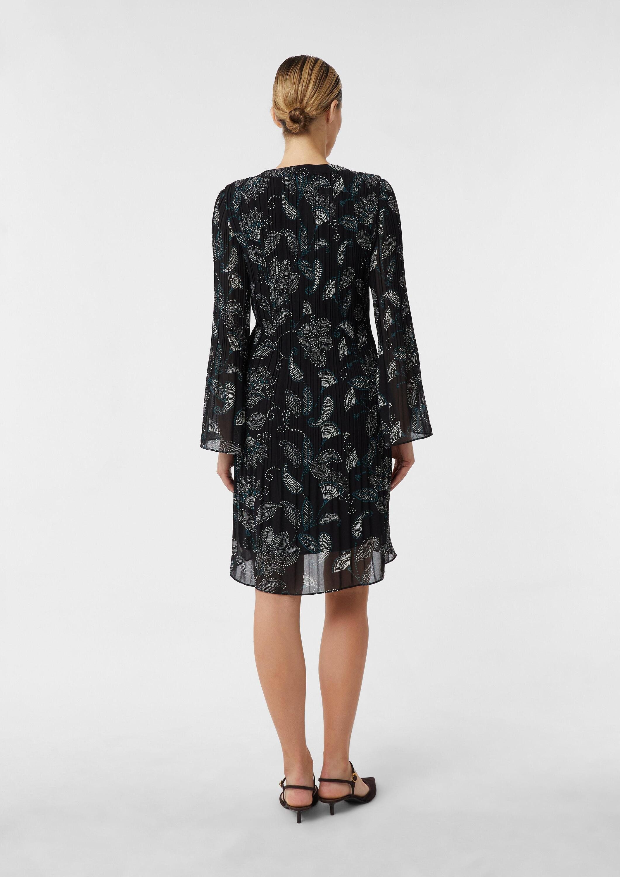 comma Midikleid Kleid Blusenkleid in Plissee-Optik