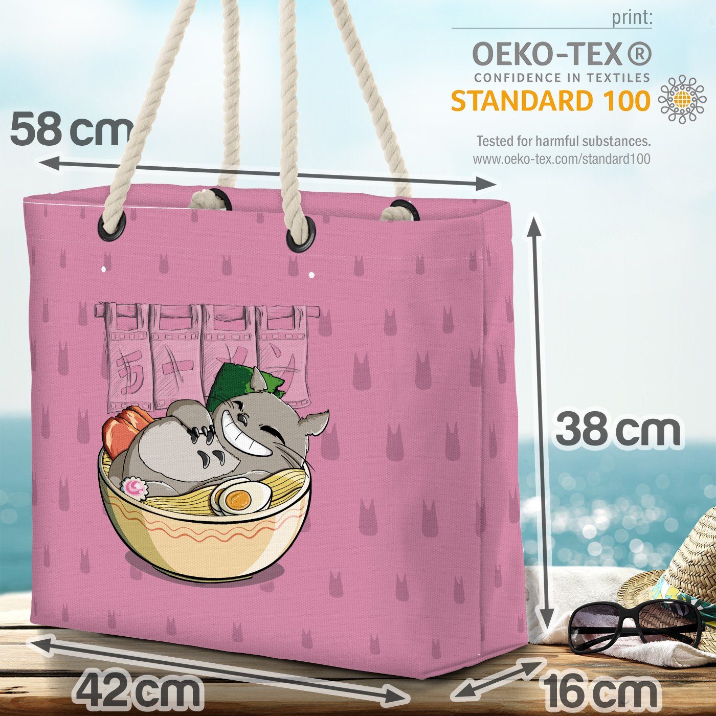 VOID Strandtasche (1-tlg), neko nachbar anime rosa Totoro mein Ramen