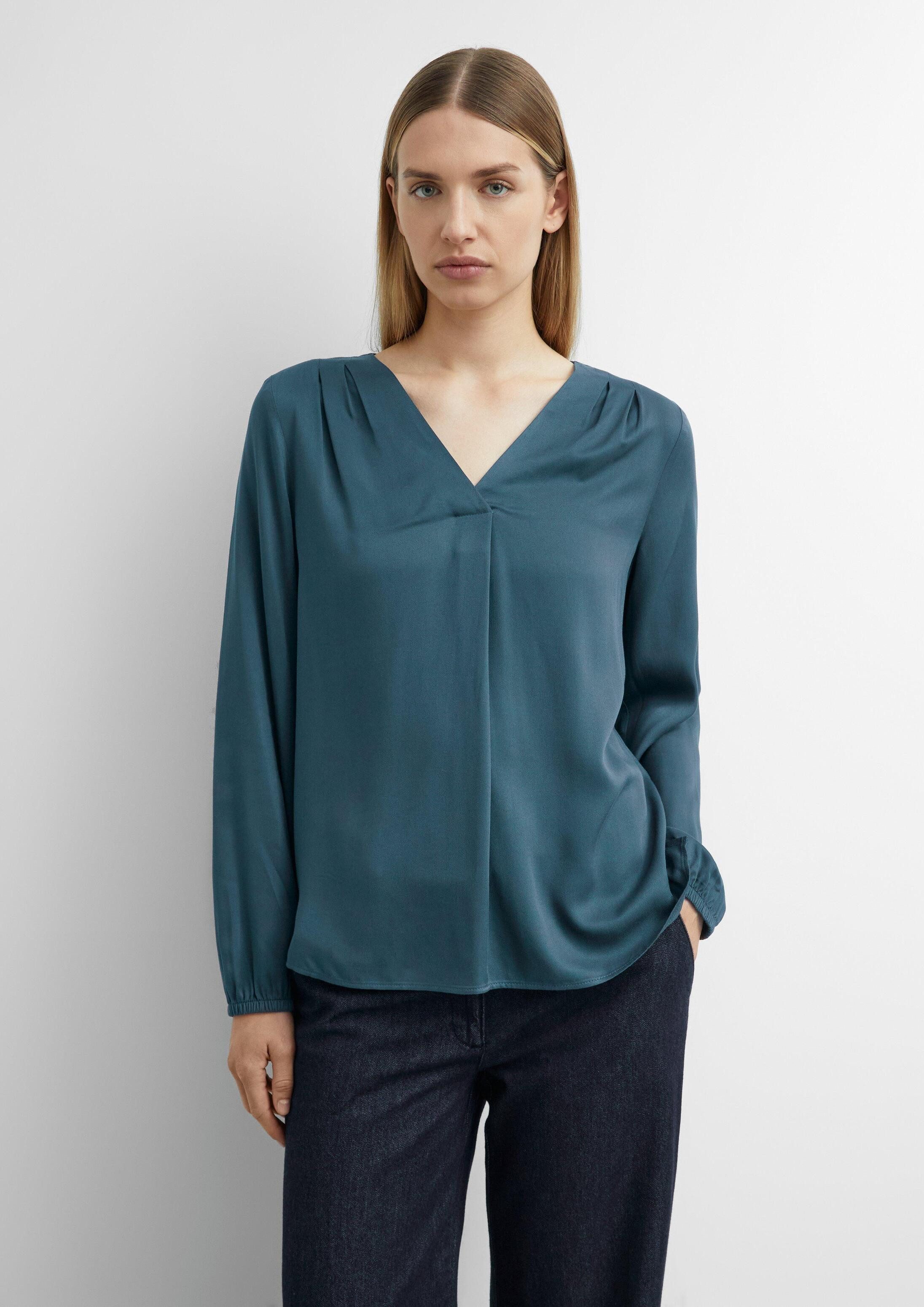 comma Langarmbluse Bluse Viskosebluse mit Faltendetails