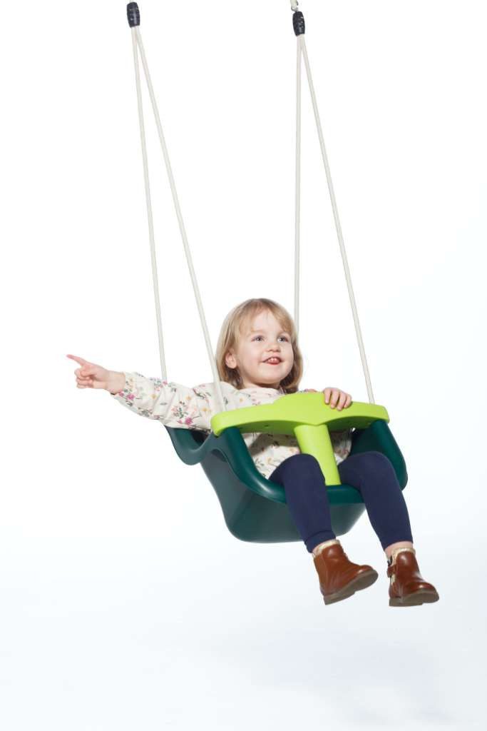 DICE Babyschaukelsitz Kunststoff-Babyschaukel Grün mit beigem geflochtenem Seil, {<!-- -->{ Vorgang.EigeneFelder.Otto.Besondere_Merkmale }}