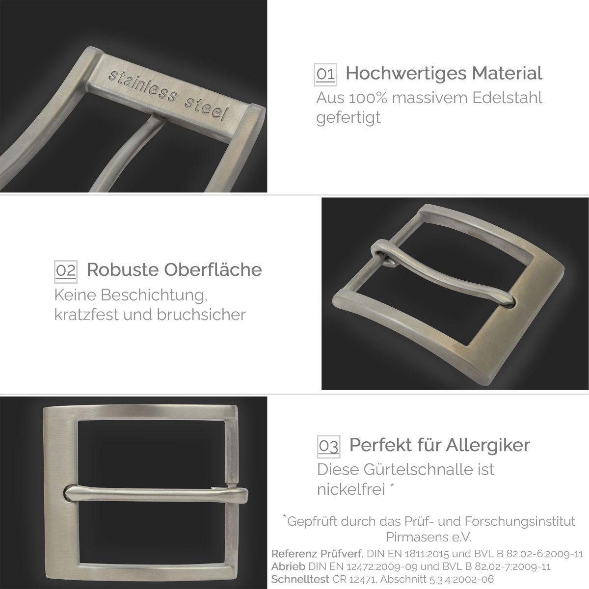 BELTINGER Gürtelschnalle aus massivem Edelstahl 4,0 cm - Buckle Gürtelschließe 40mm Edel-Stahl (1-St)