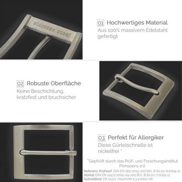 BELTINGER Gürtelschnalle aus massivem Edelstahl 4,0 cm - Buckle Gürtelschließe 40mm Edel-Stahl