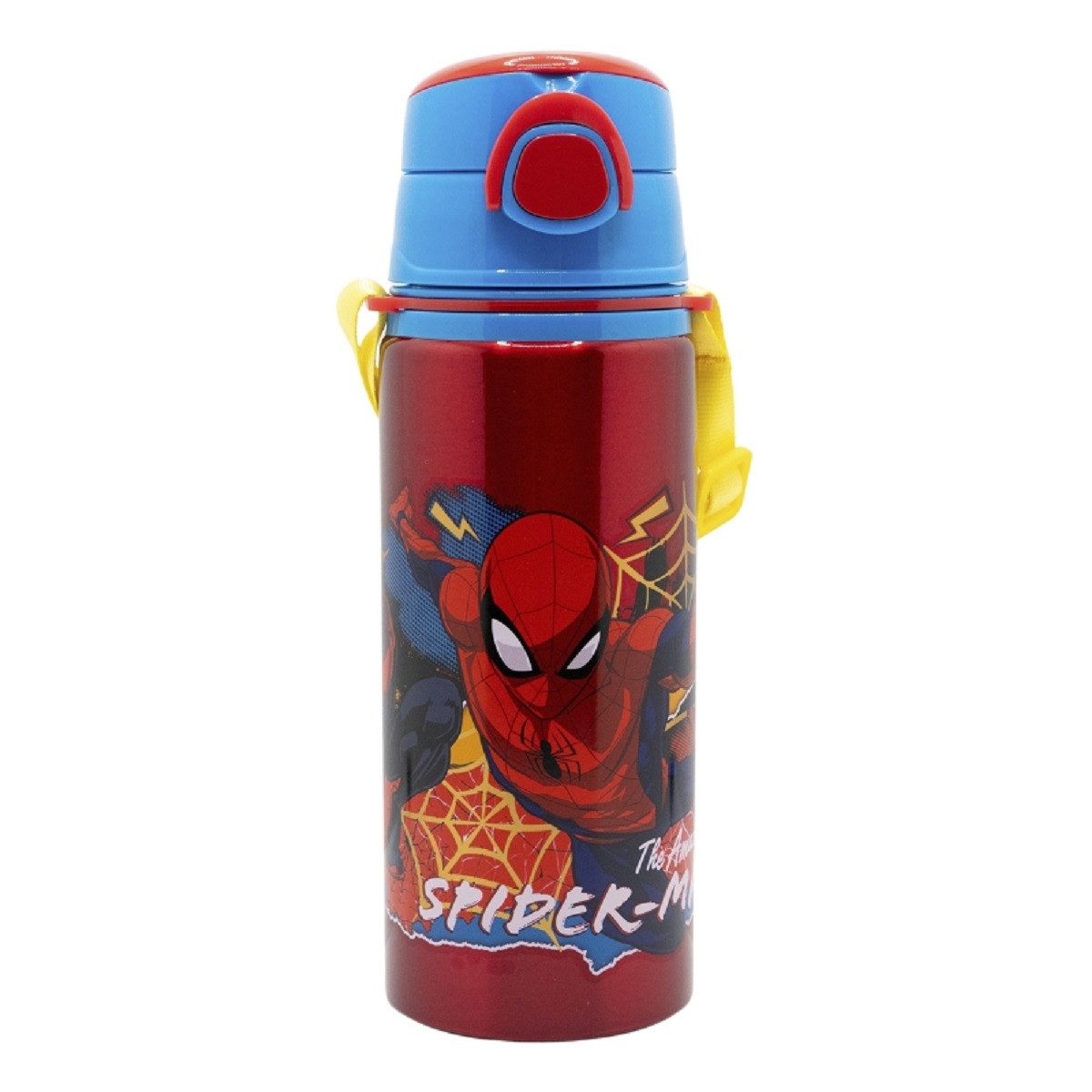 Spiderman Trinkflasche Aluminium Trinkflasche 730 ml mit Strohhalm & Tragegurt